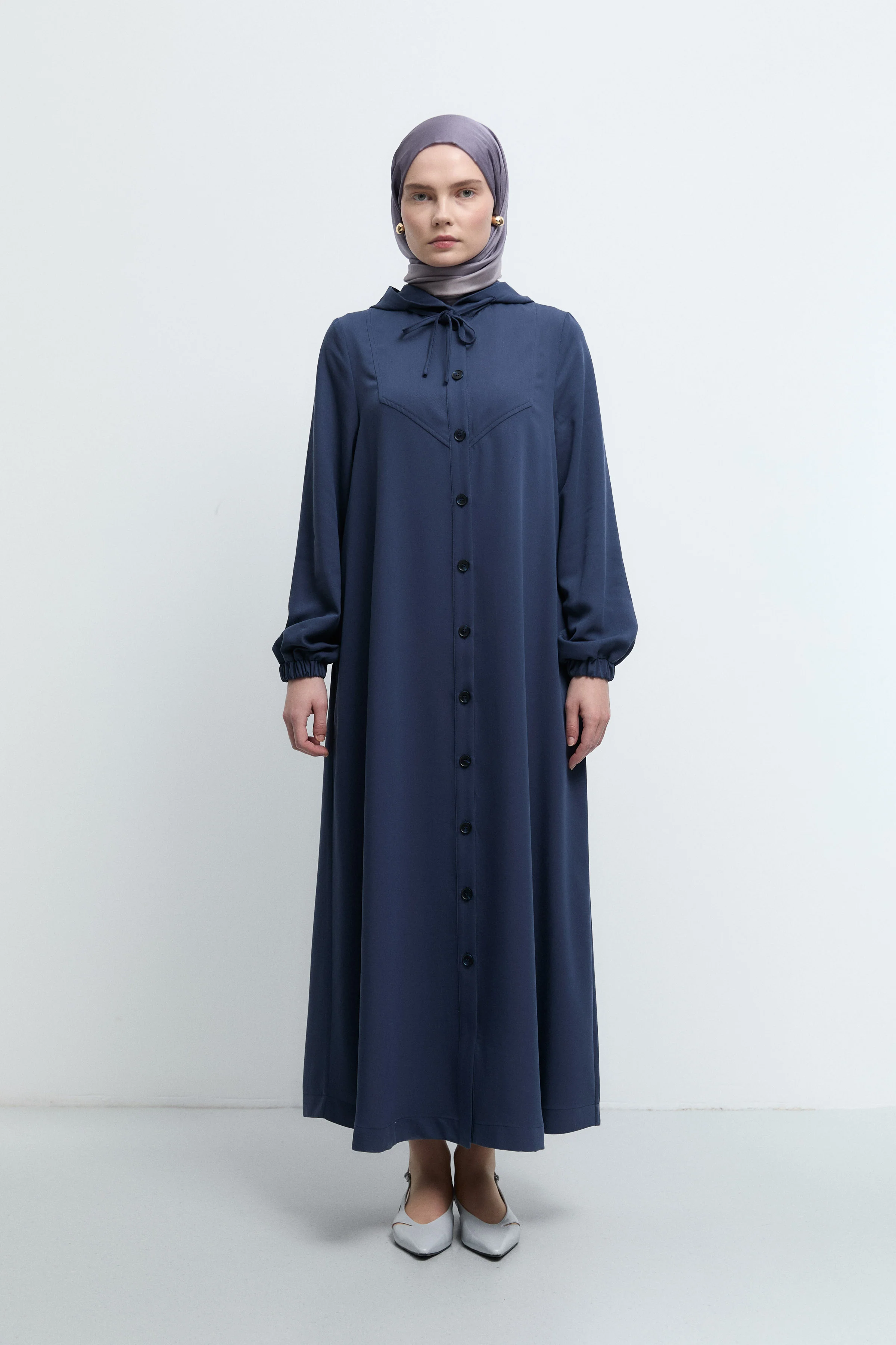 Abaya avec capuche - Blue marine - Image 4