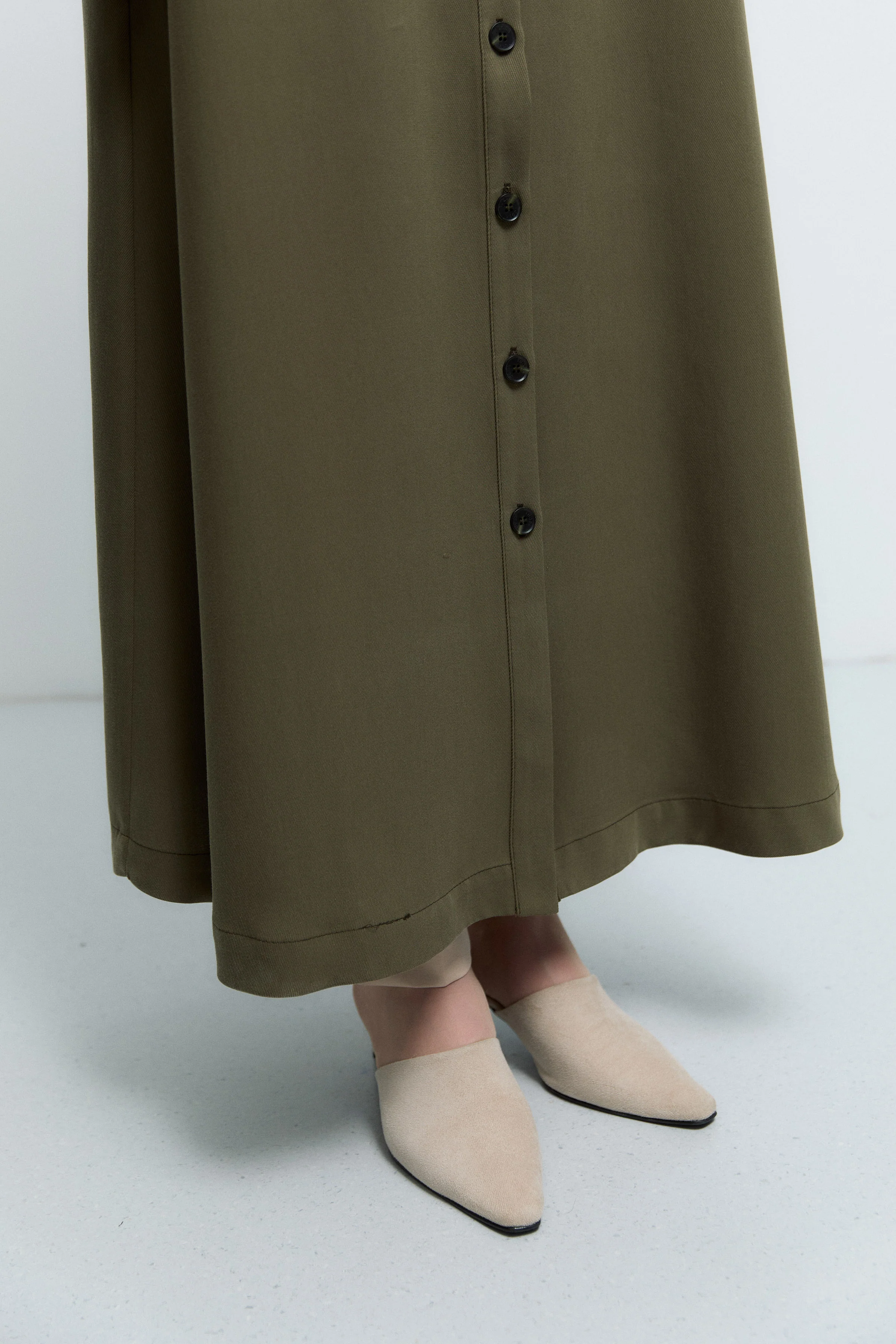 Abaya avec capuche - Kaki - Image 7