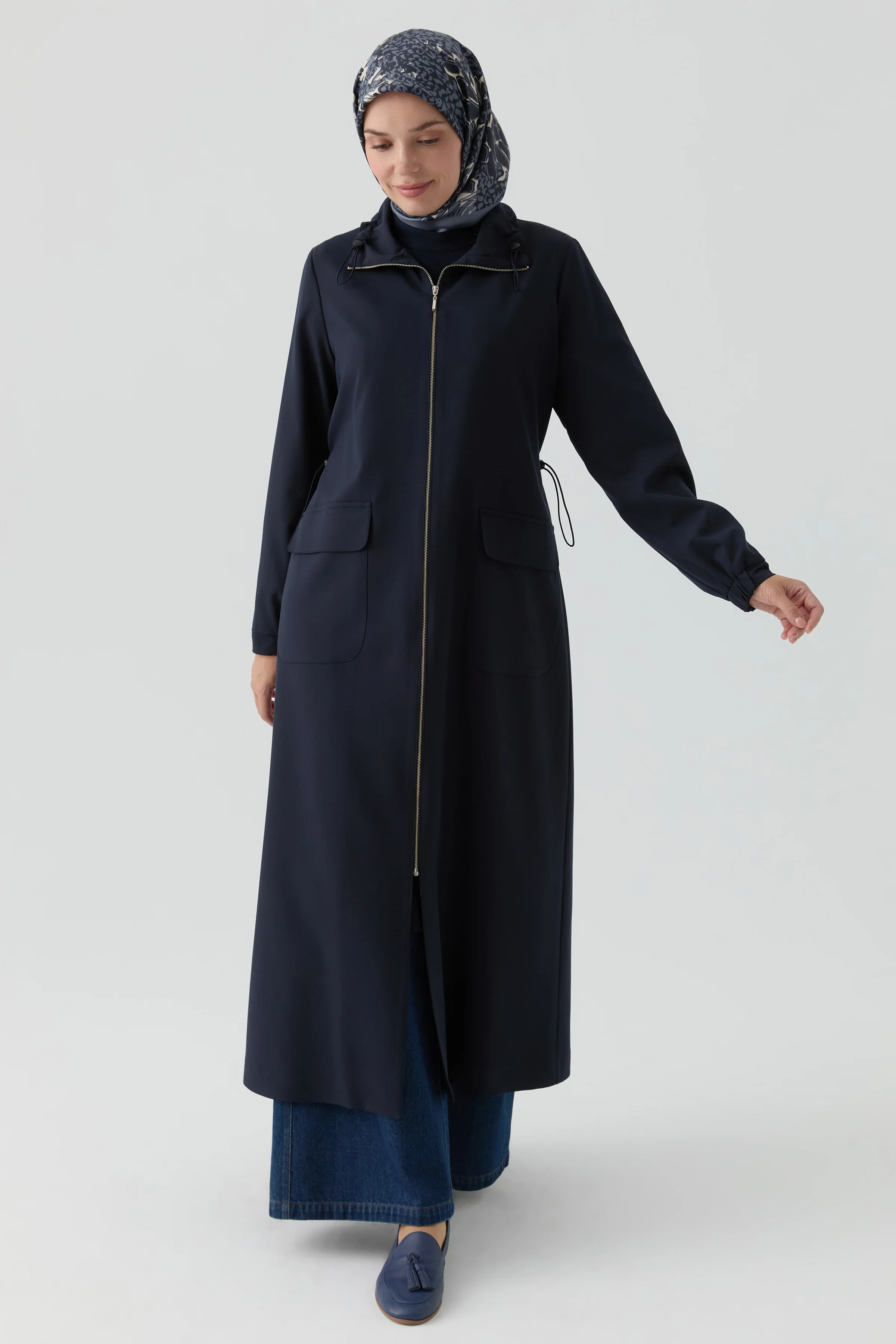 Abaya avec détail élastique - Blue marine - Image 3