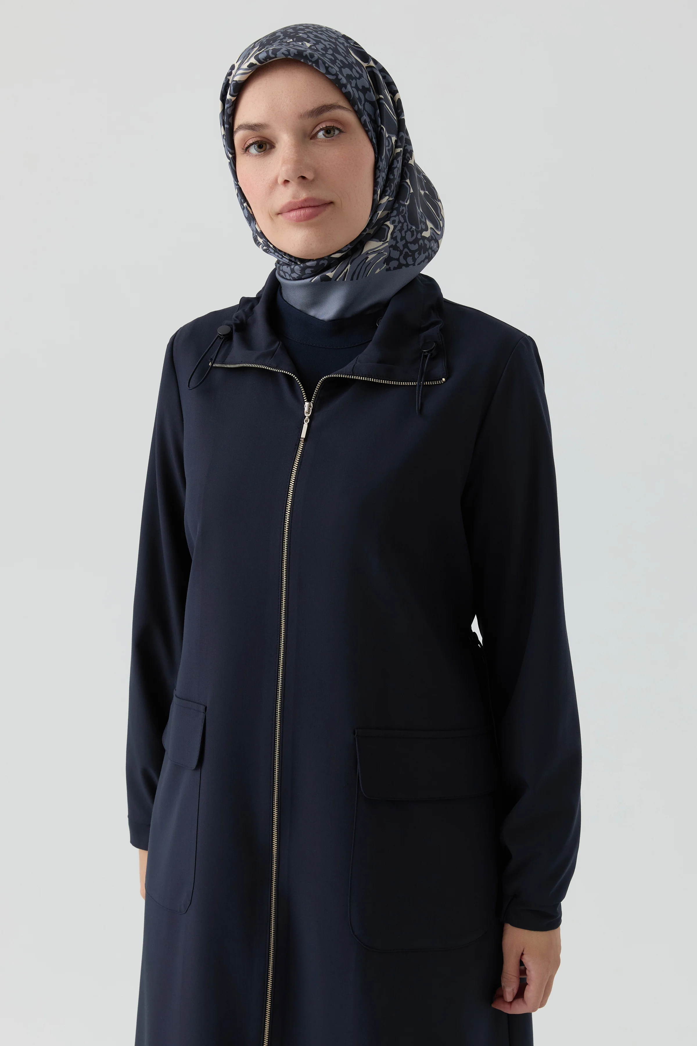 Abaya avec détail élastique - Blue marine - Image 4