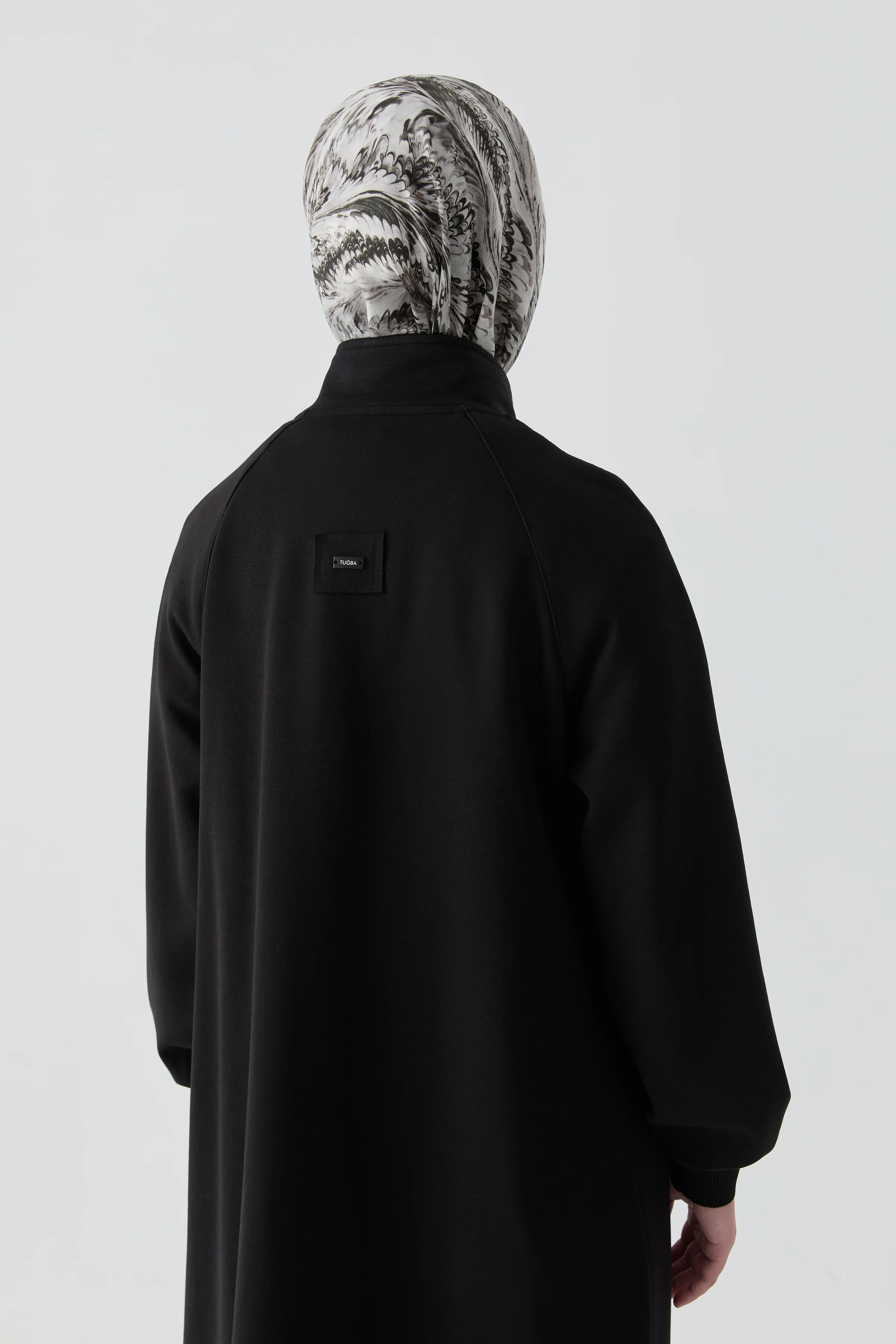 Abaya avec ourlet élastiqué - Noir - Image 4