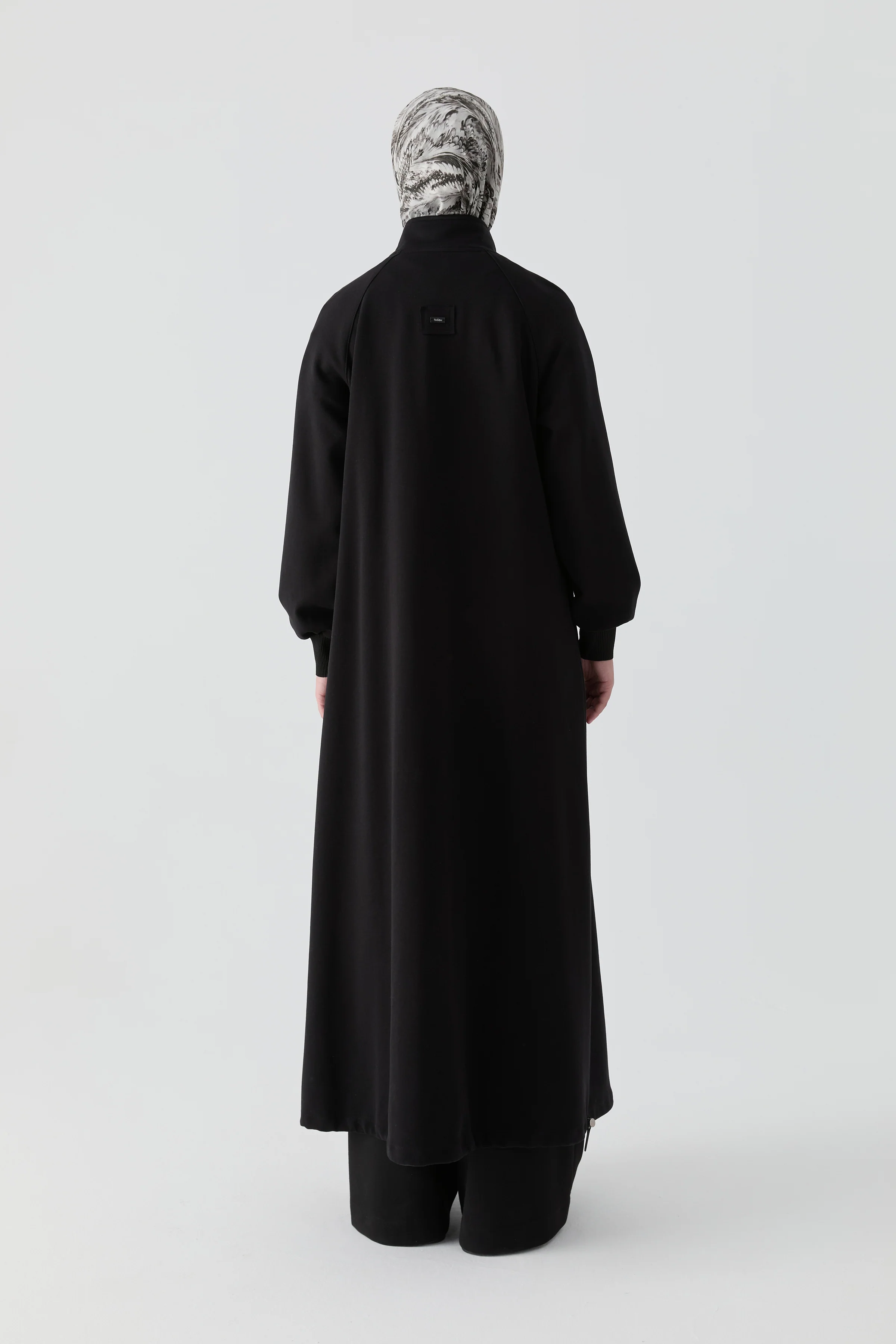 Abaya avec ourlet élastiqué - Noir - Image 5
