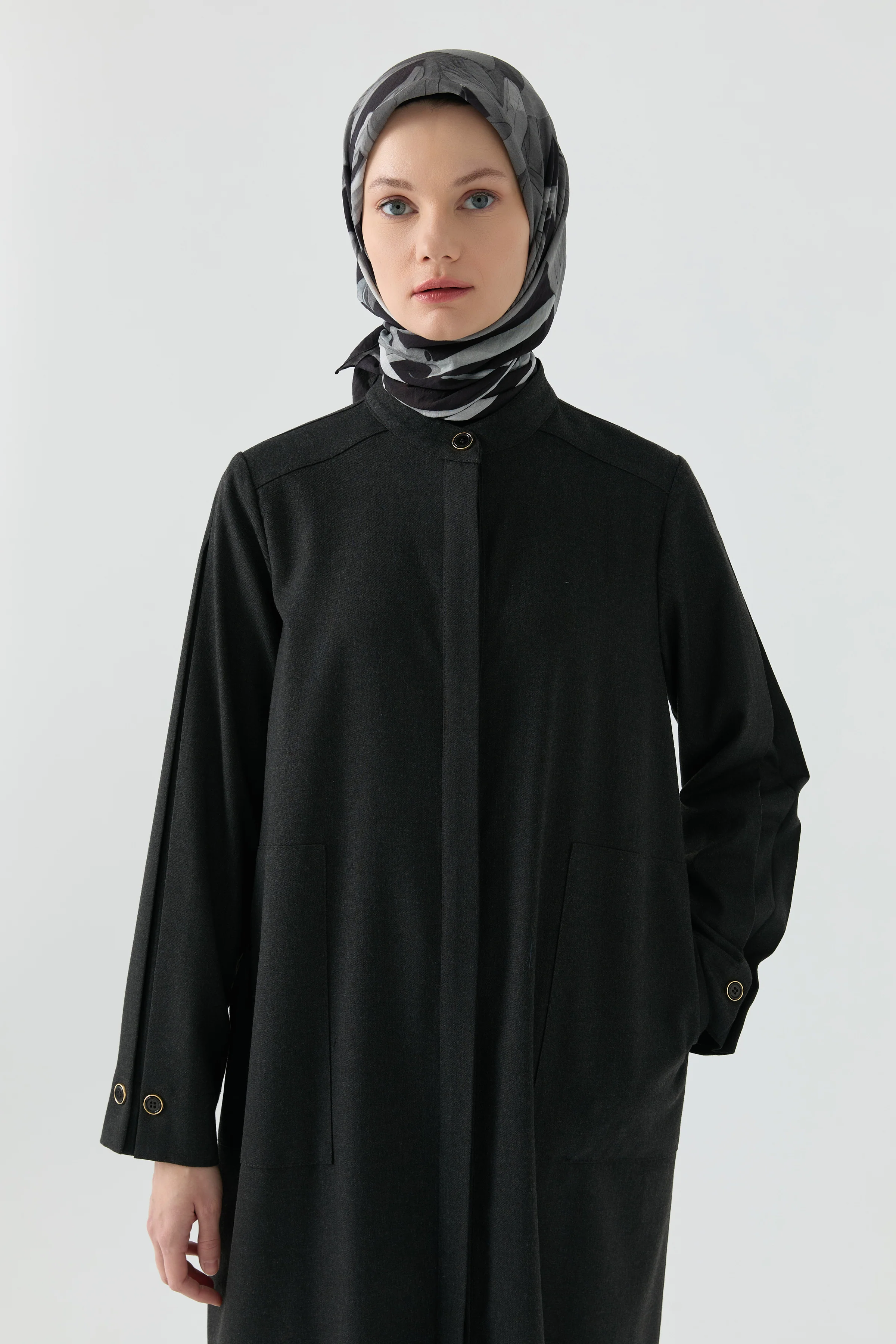 Abaya avec poches carrées - Anthracite - Image 5