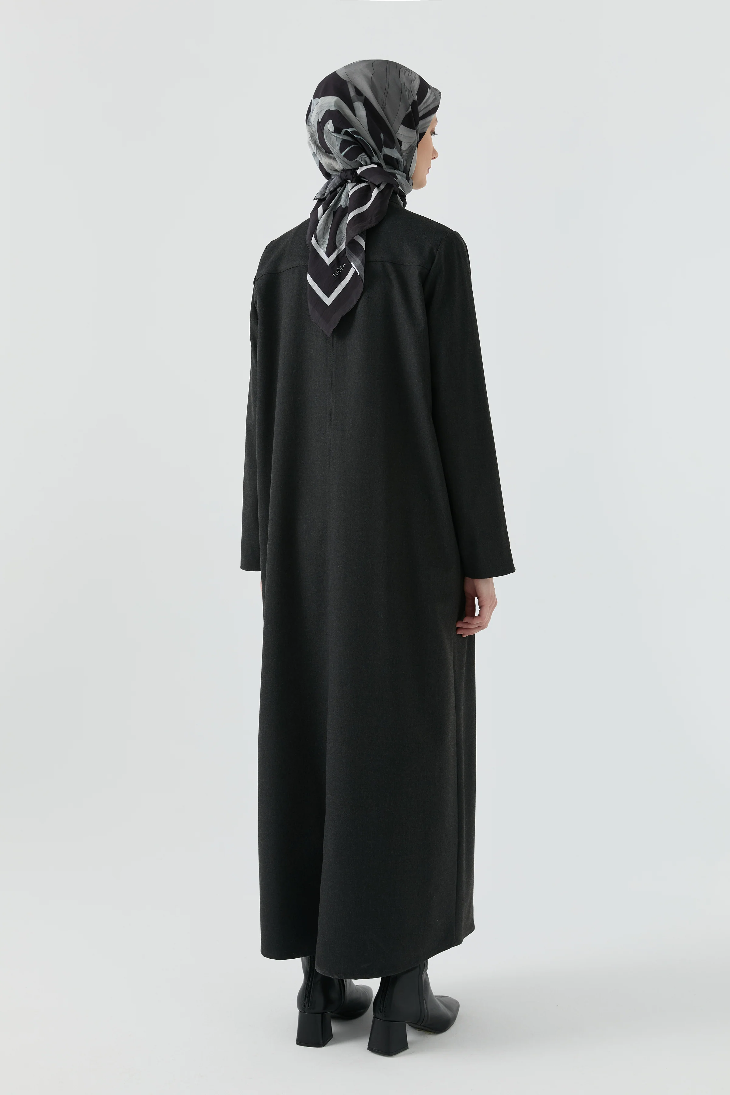 Abaya avec poches carrées - Anthracite - Image 6
