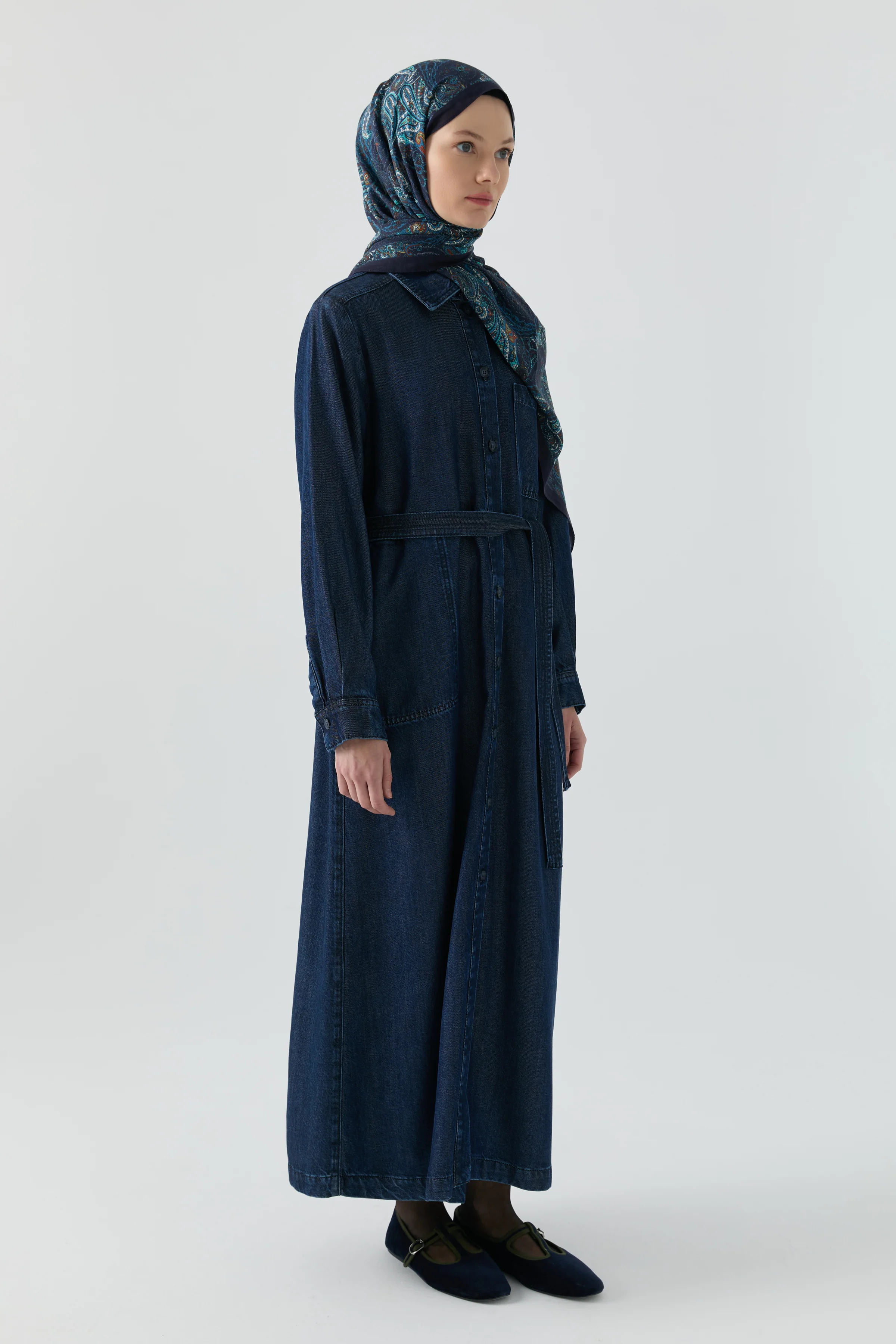 Abaya en denim - Indigo - Image 3