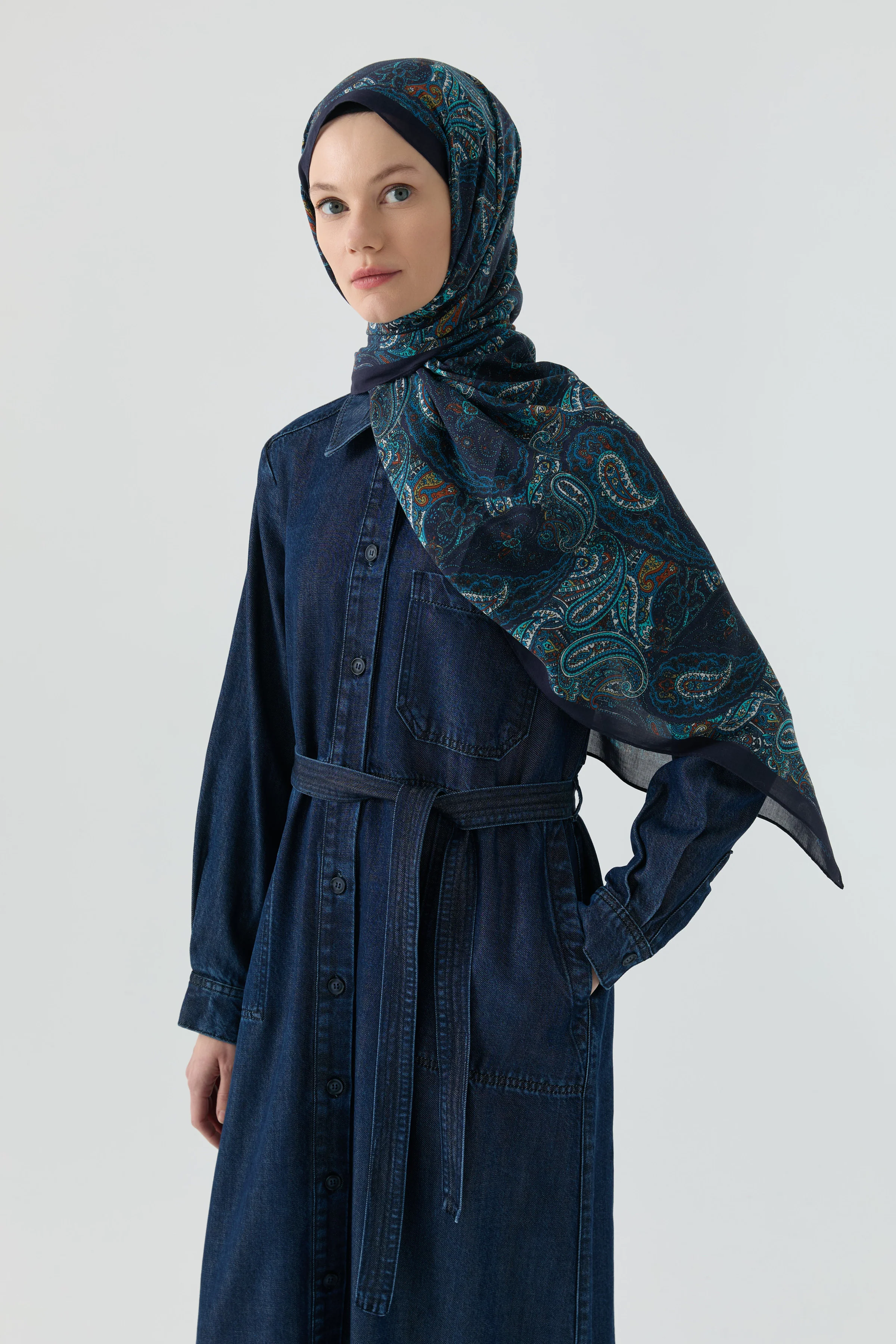 Abaya en denim - Indigo - Image 4