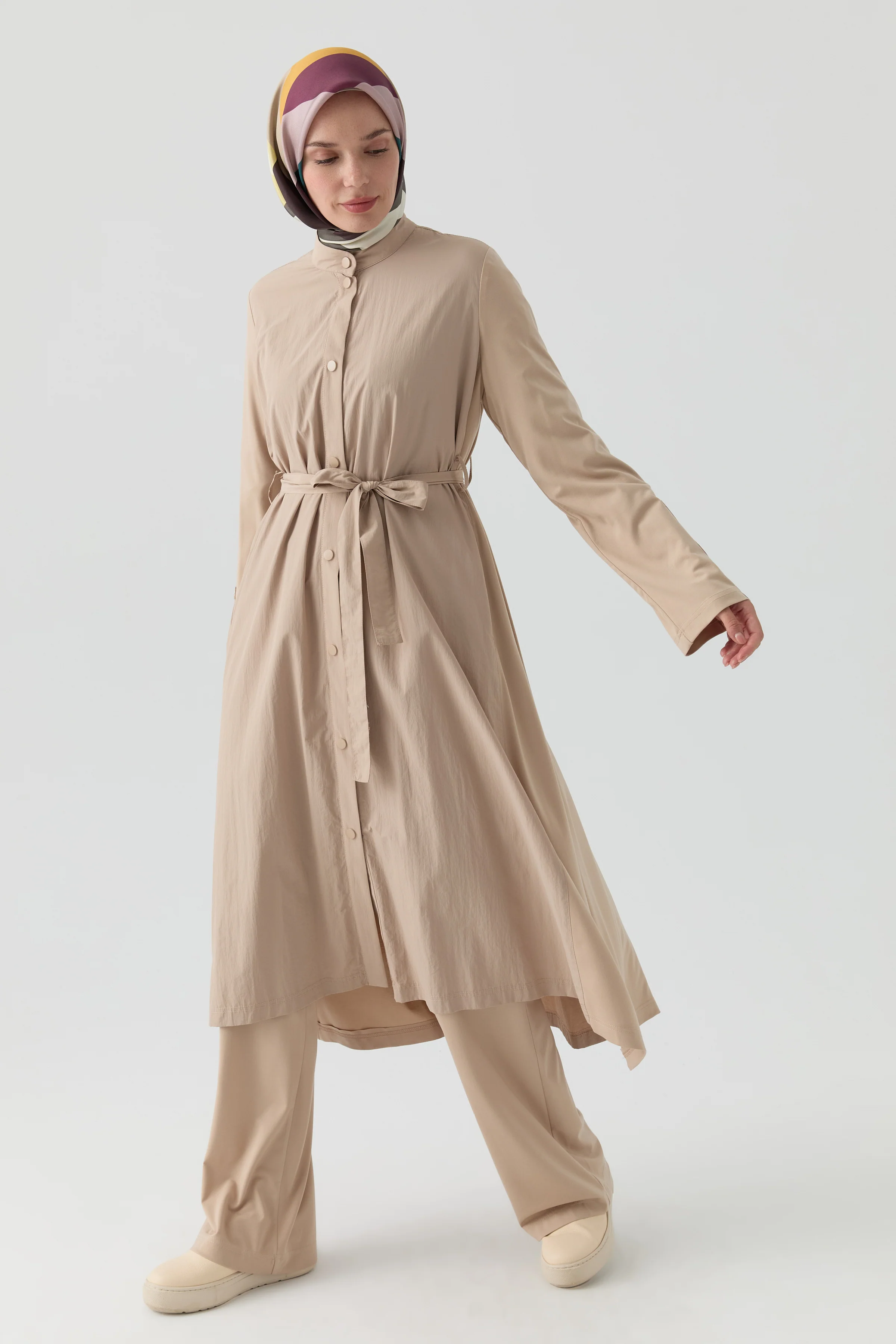 Cap combiné en maille - Beige - Image 3