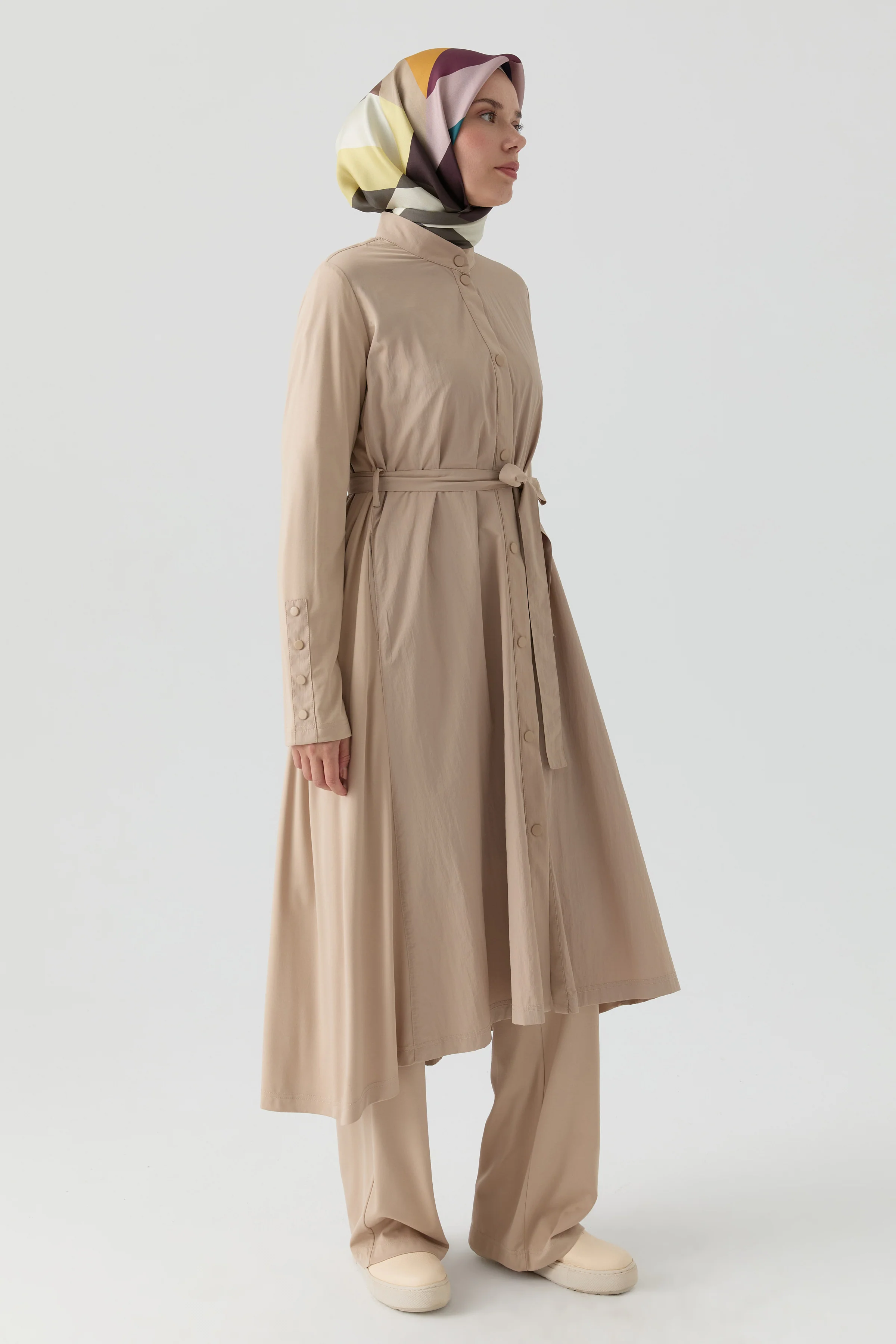 Cap combiné en maille - Beige - Image 4