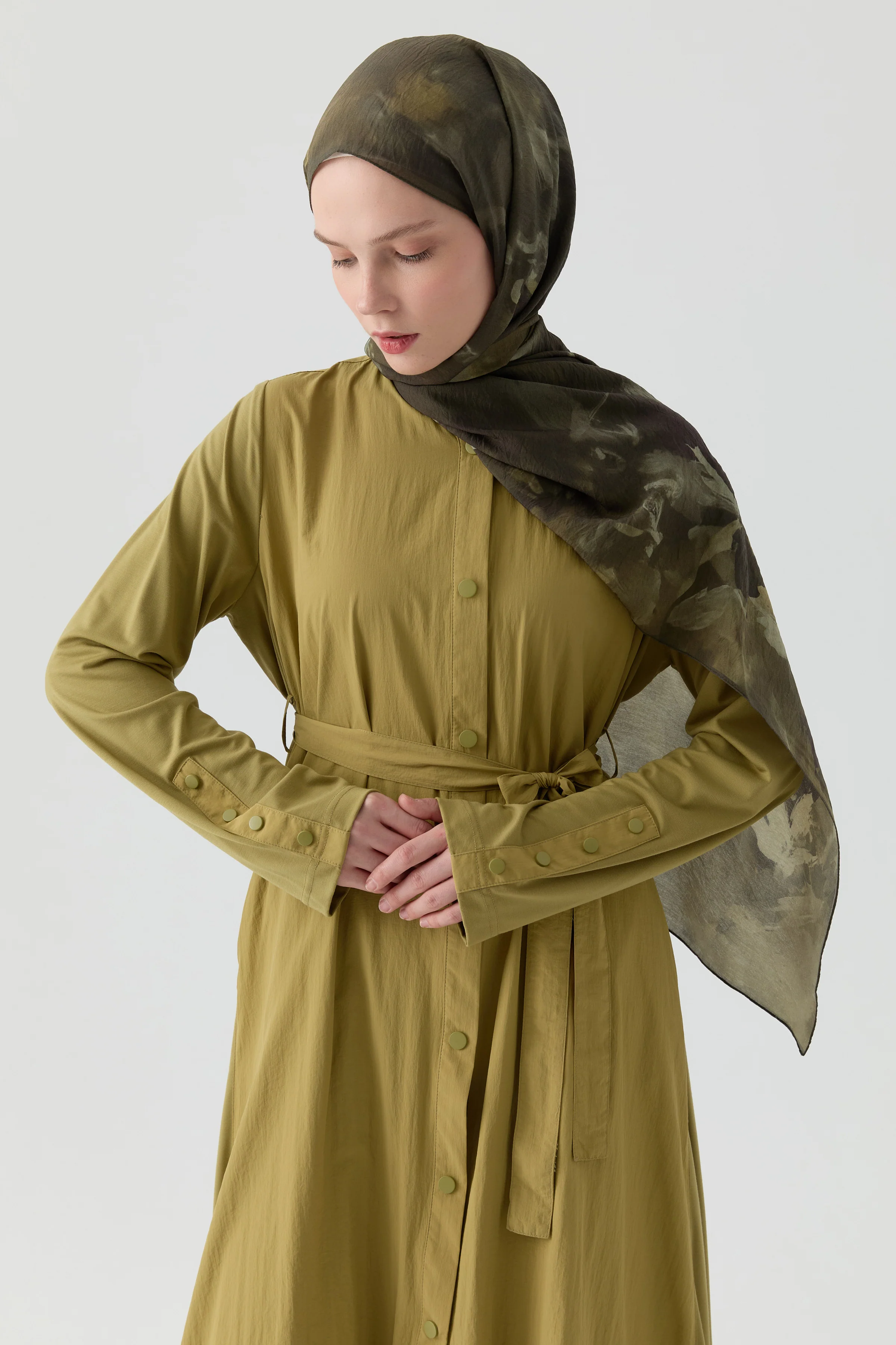 Cap combiné en maille - Olive - Image 4