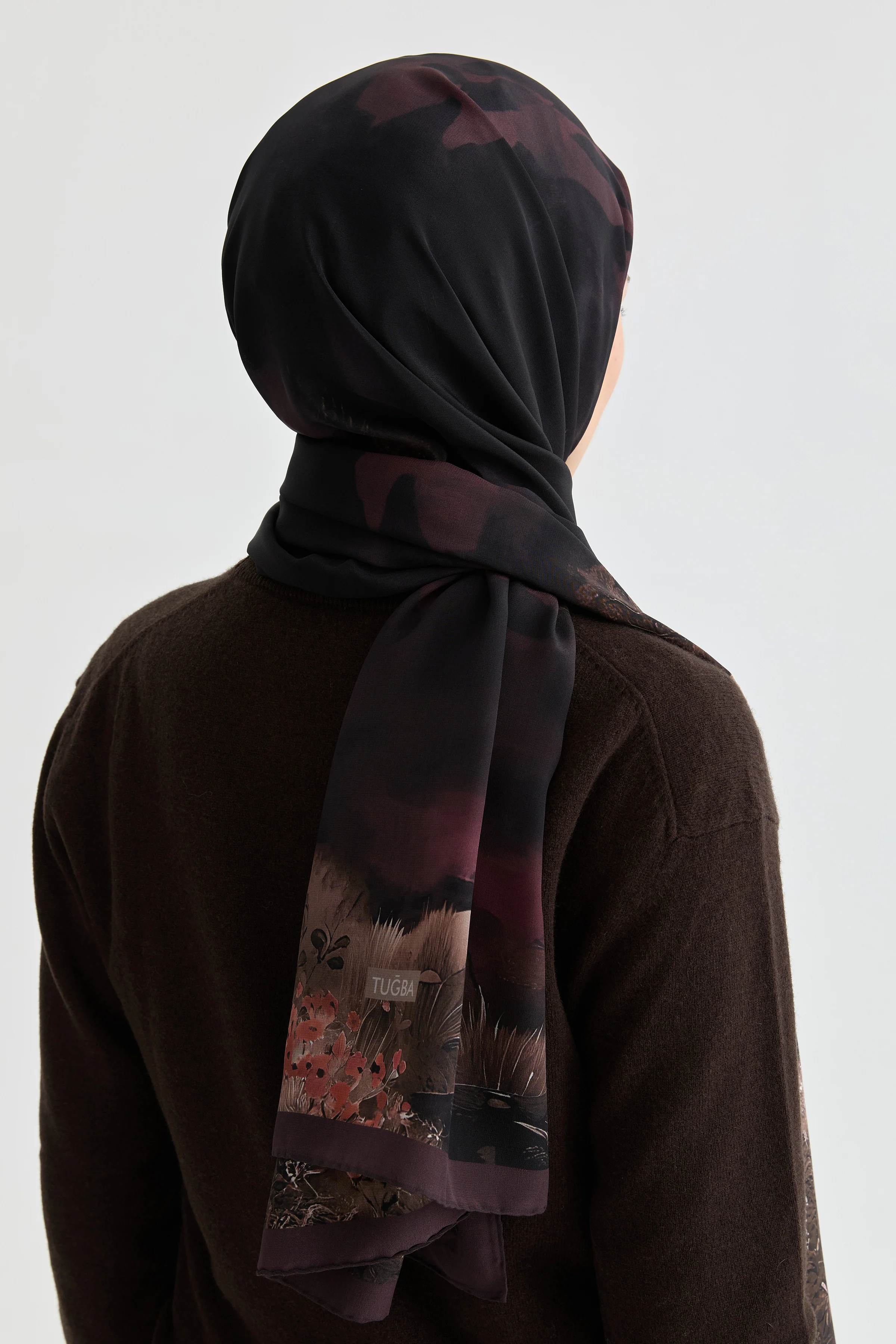 Châle en crêpe de soie Maren - Prune - Image 5