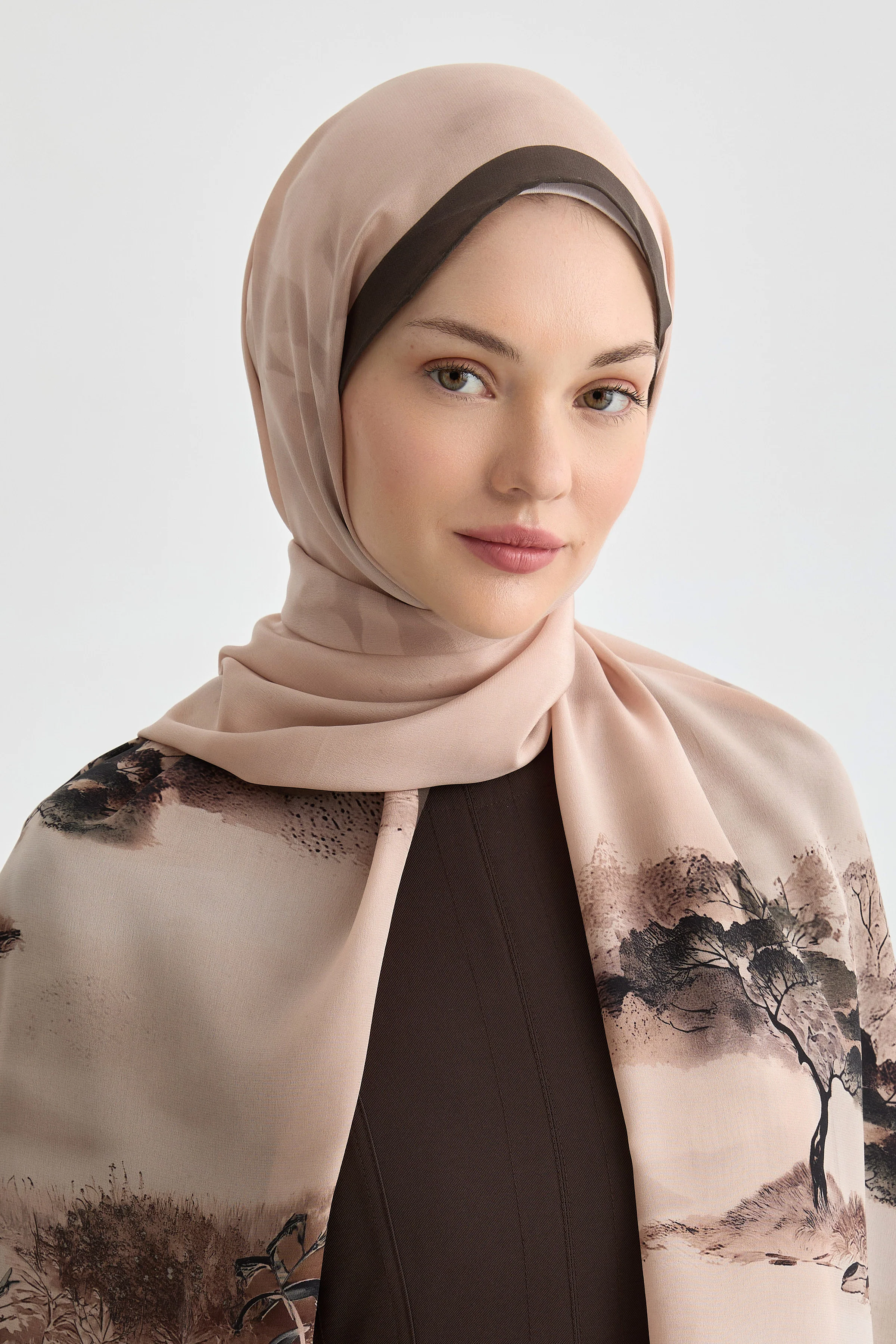 Châle en crêpe de soie Maren - Rose poudré - Image 3