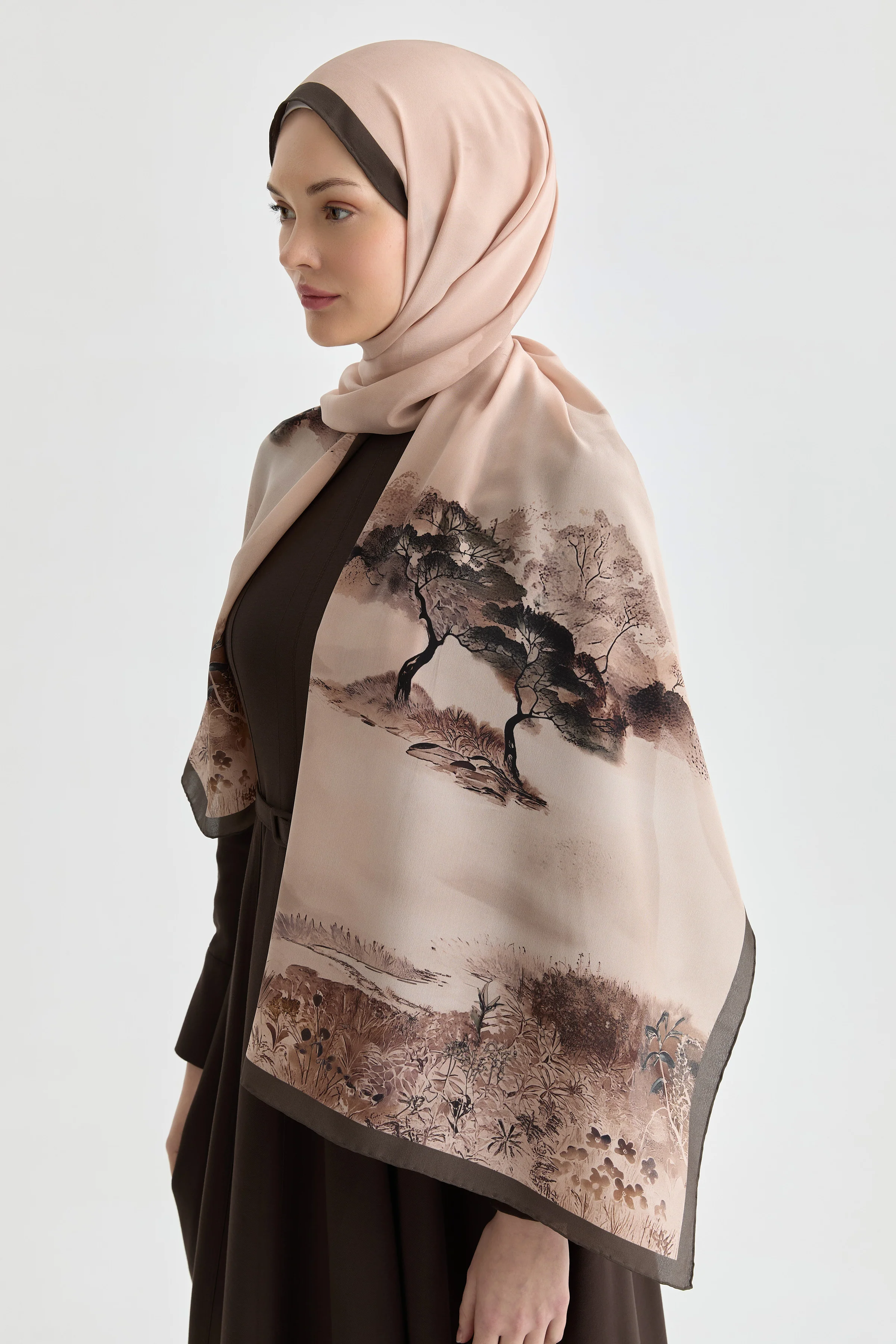 Châle en crêpe de soie Maren - Rose poudré - Image 4