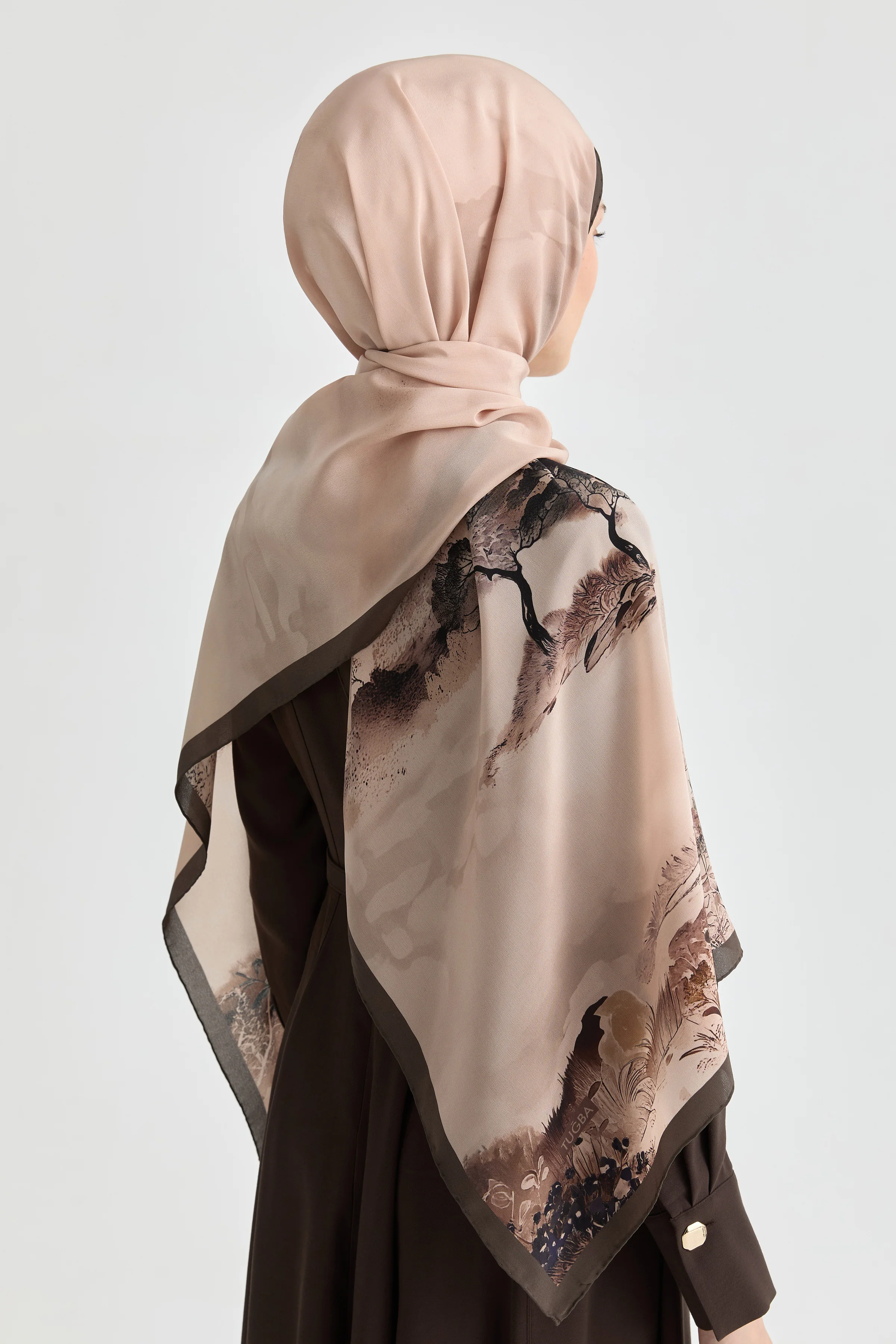 Châle en crêpe de soie Maren - Rose poudré - Image 5