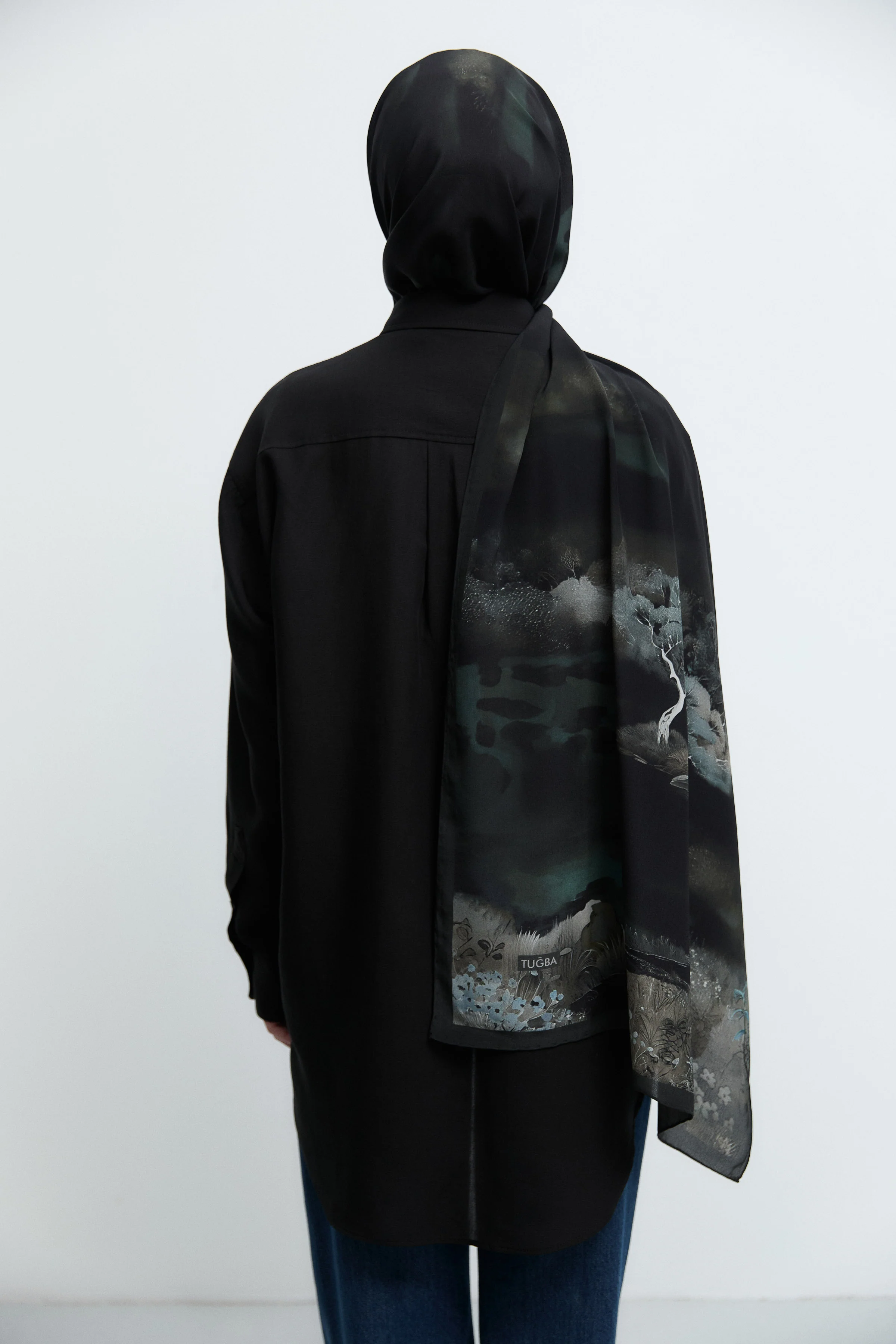 Châle en crêpe de soie Maren - Vert émeraude - Image 5