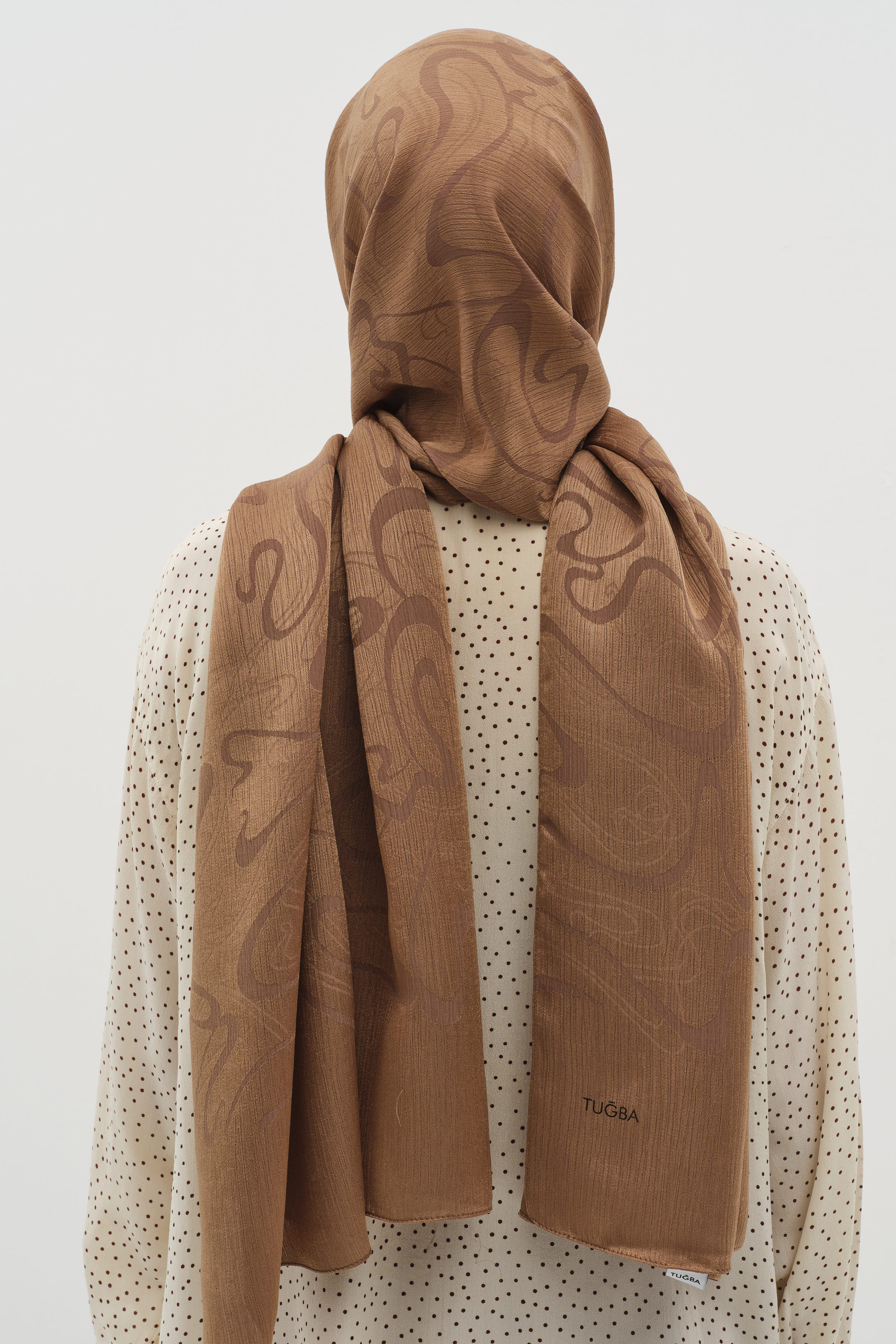 Châle en floche à motif de vagues - Café léger - Image 4