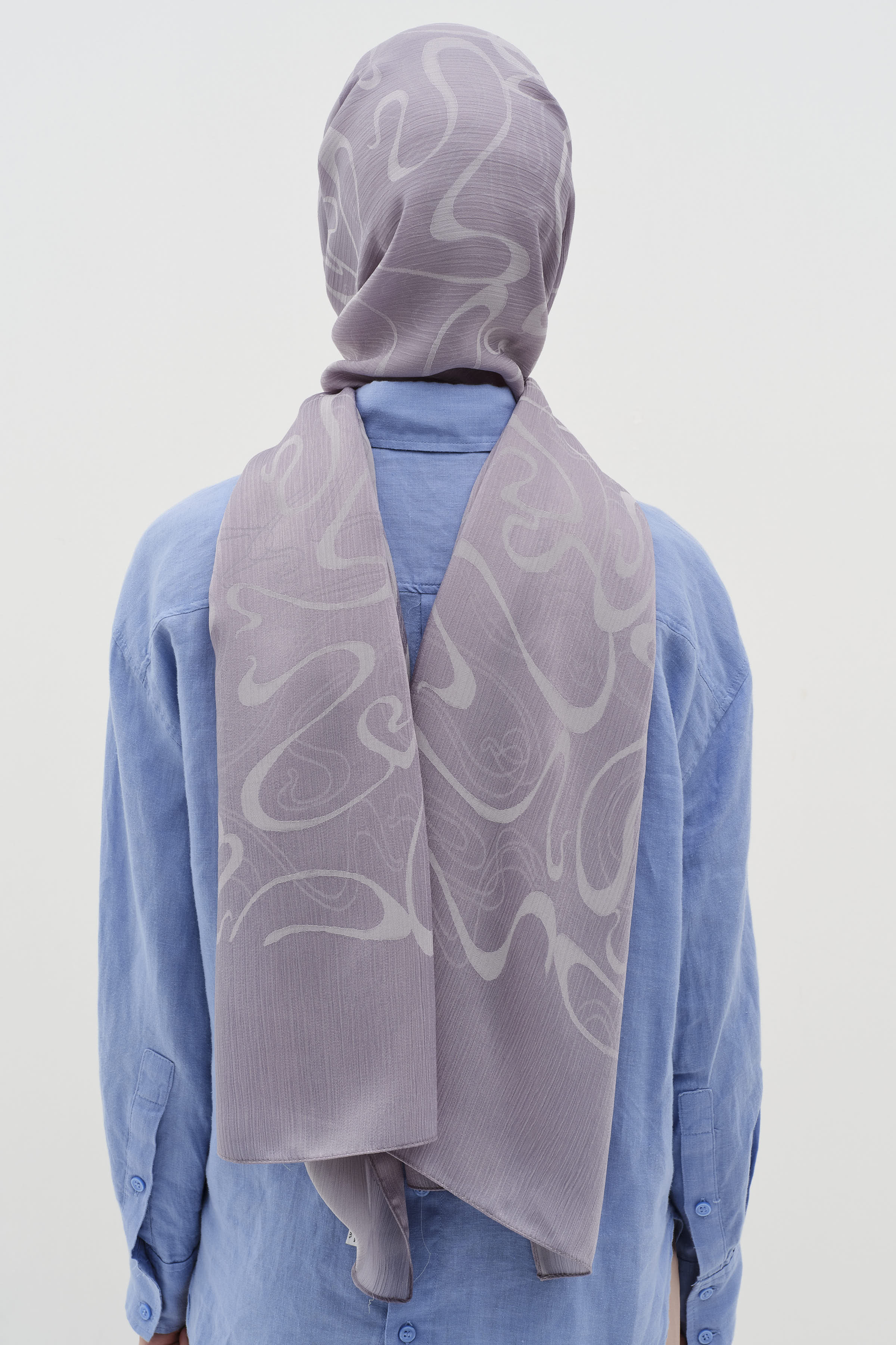 Châle en floche à motif de vagues - Gris - Image 4