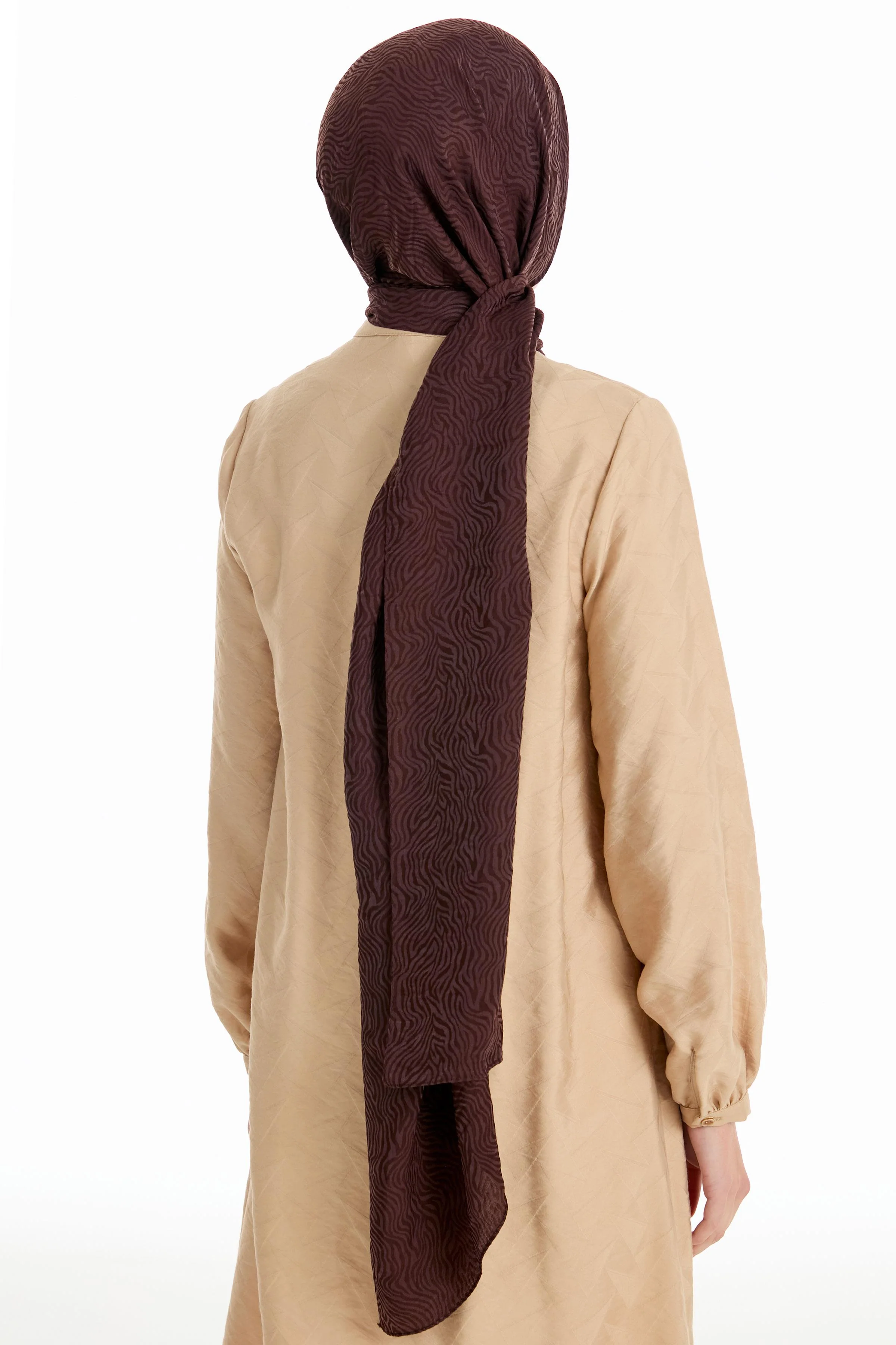 Châle en viscose jacquard - Café - Image 3