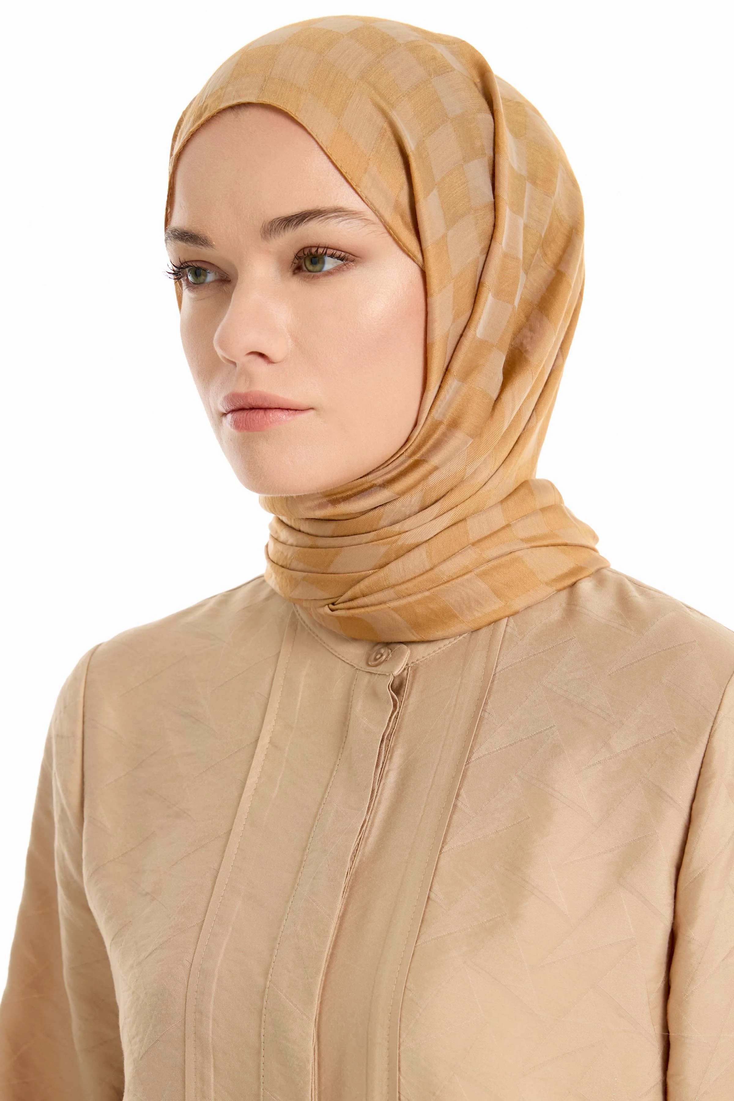 Châle en viscose jacquard - Chamois - Image 3