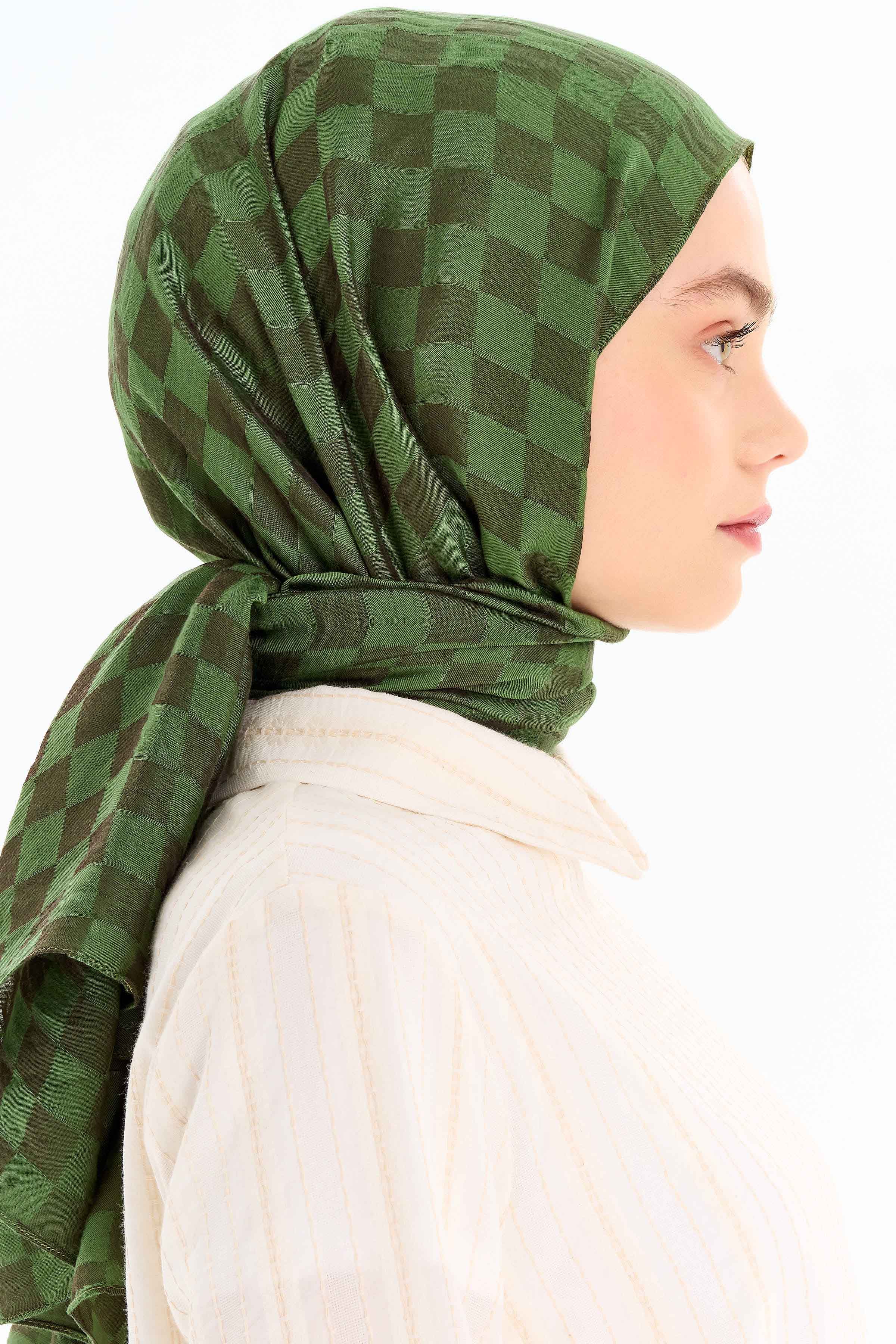 Châle en viscose jacquard - Kaki - Image 3