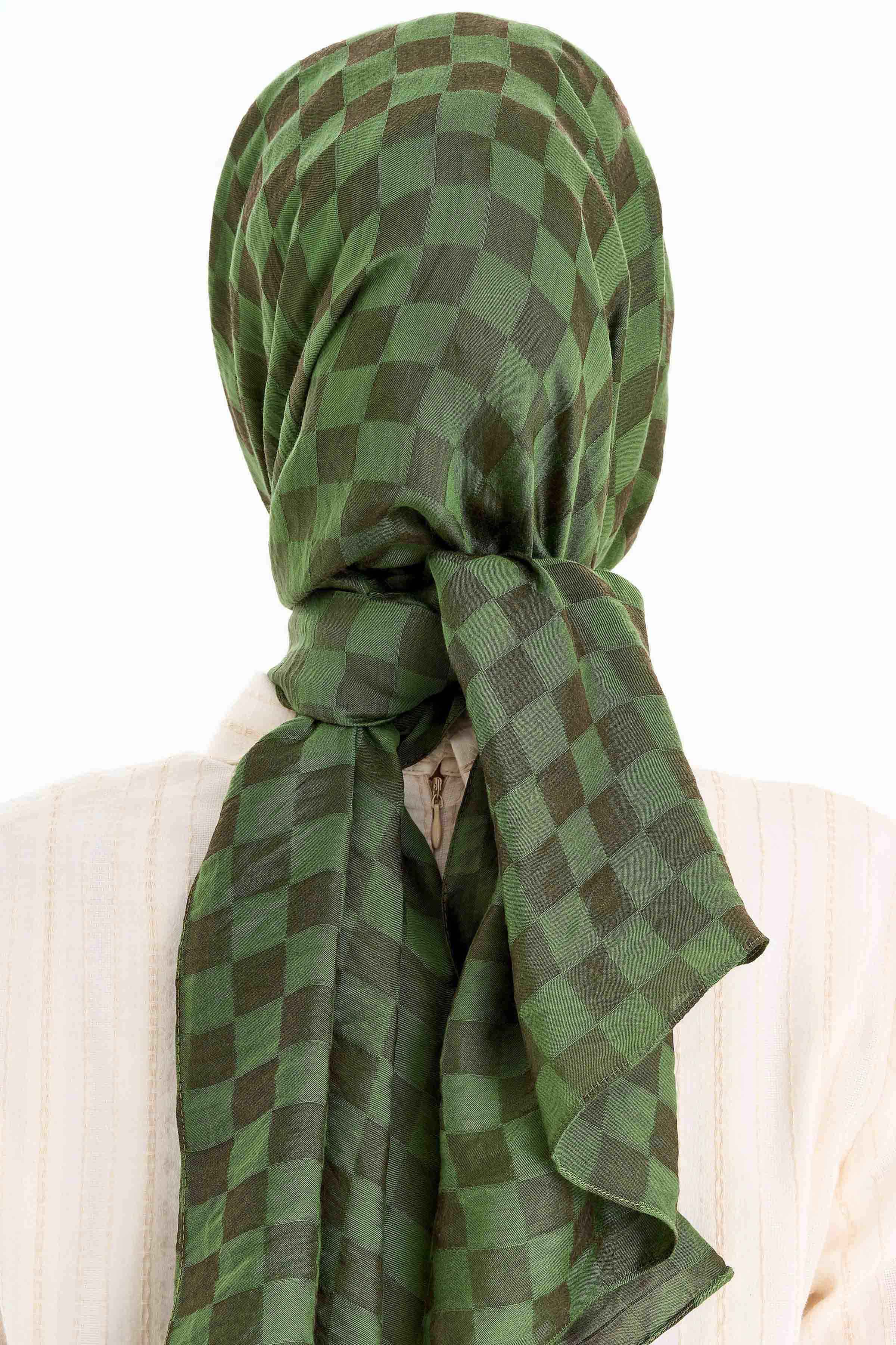 Châle en viscose jacquard - Kaki - Image 4