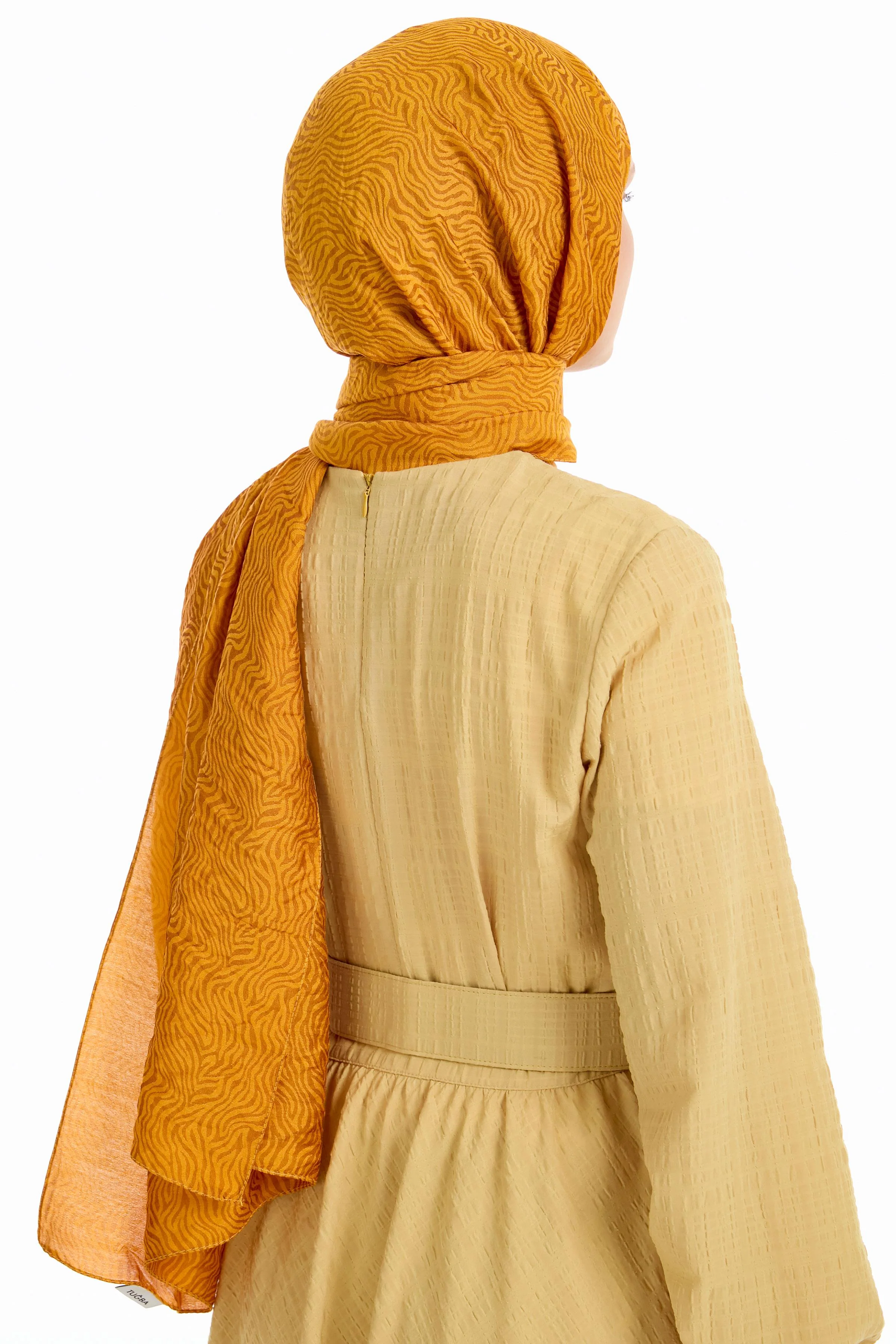 Châle en viscose jacquard - Moutarde - Image 4