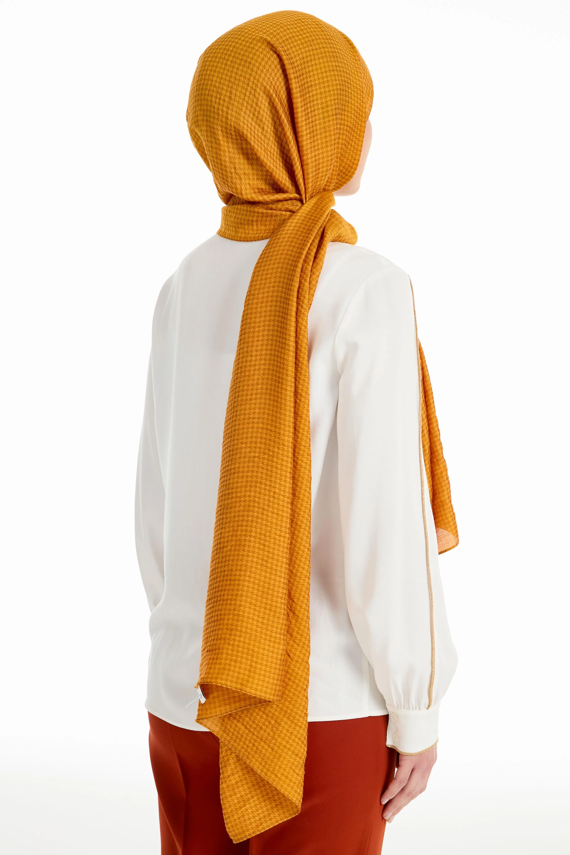 Châle en viscose jacquard - Moutarde - Image 4