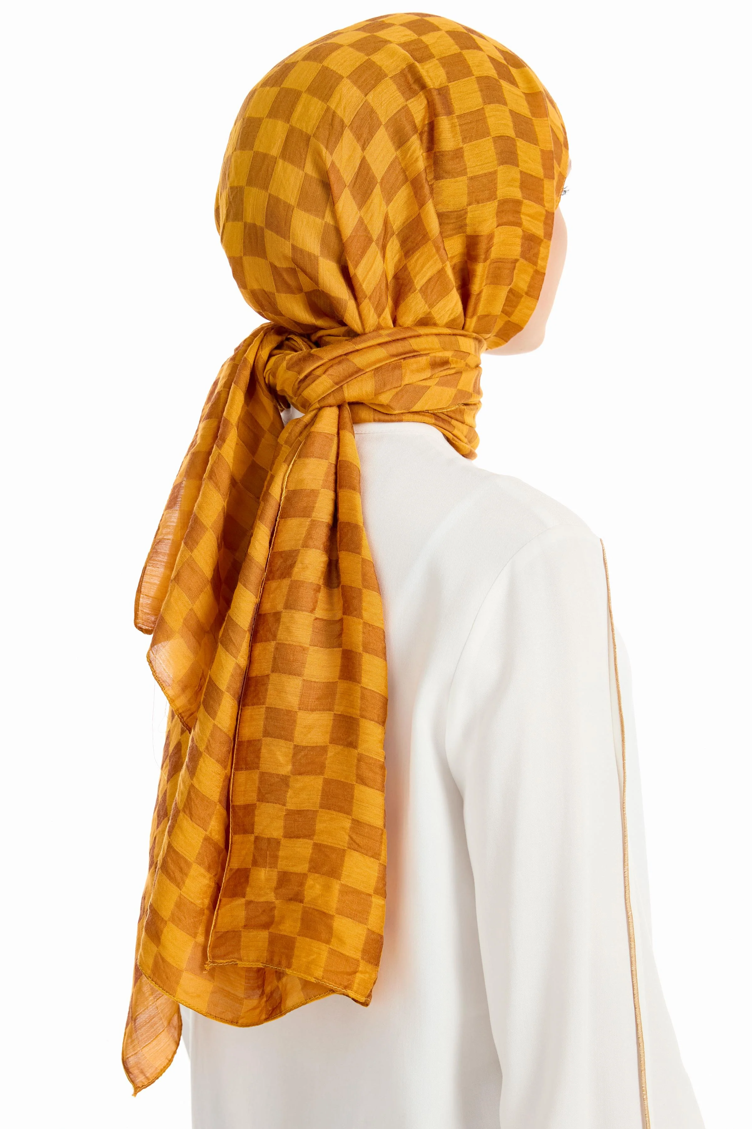 Châle en viscose jacquard - Moutarde - Image 4