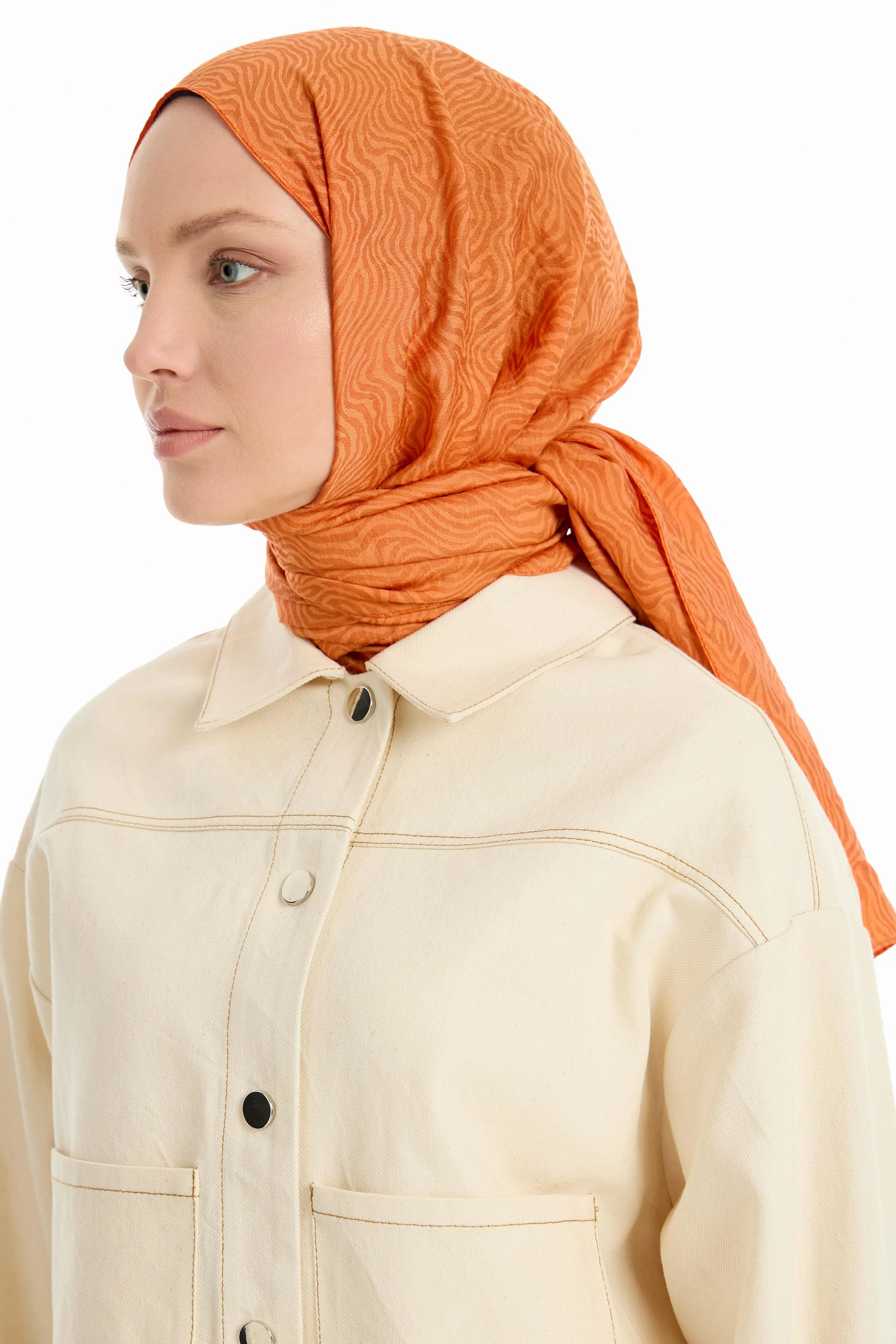 Châle en viscose jacquard - Tabac - Image 3