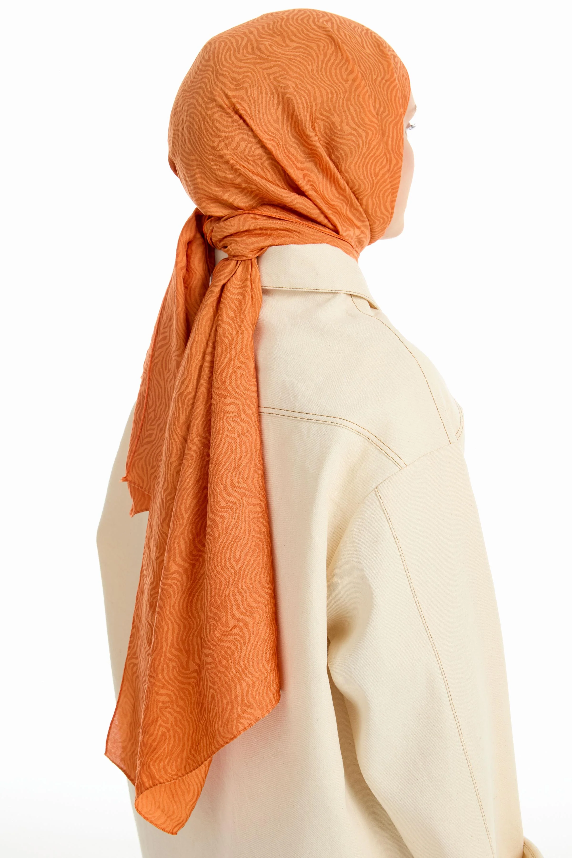 Châle en viscose jacquard - Tabac - Image 4