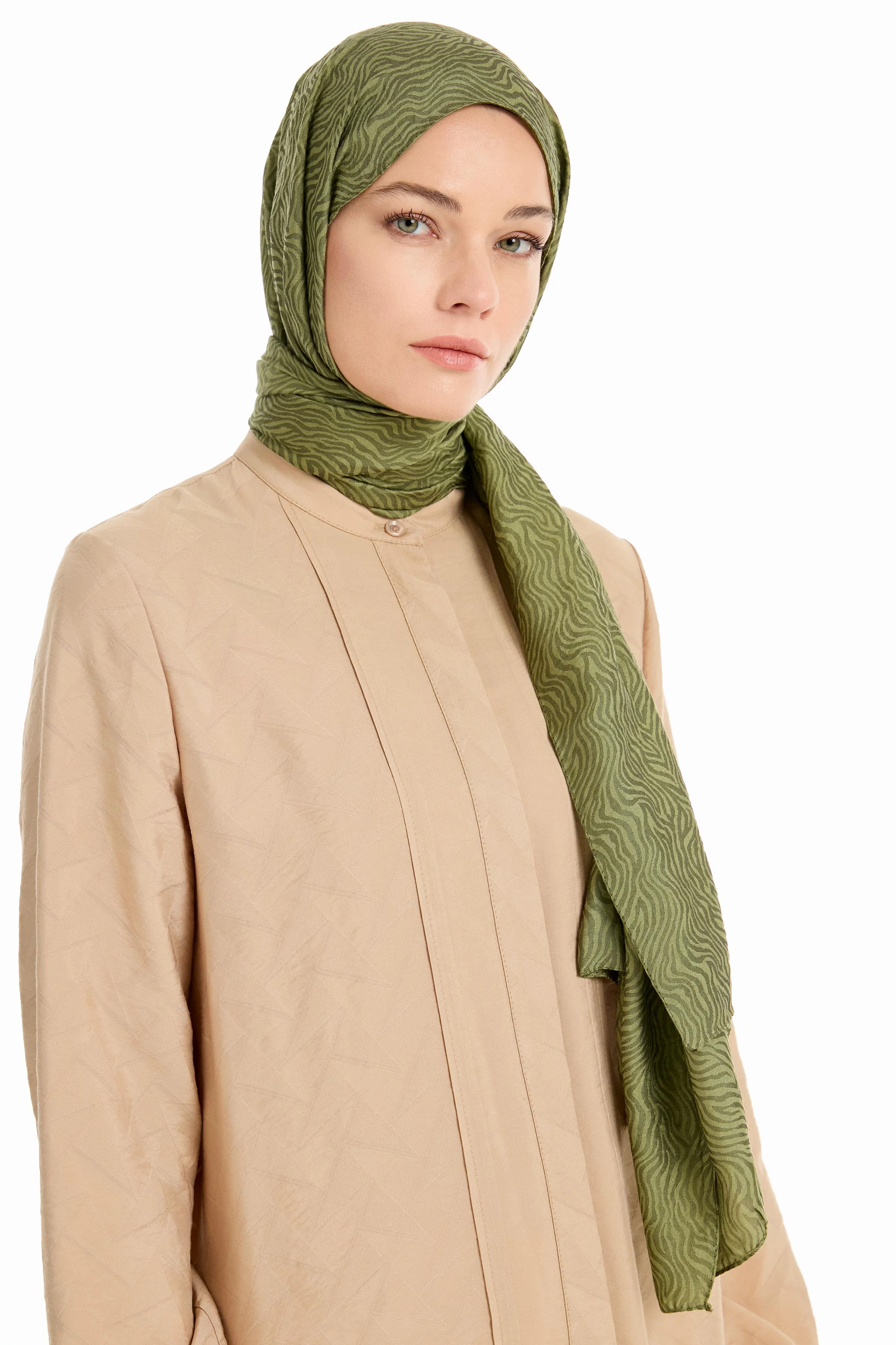 Châle en viscose jacquard - Vert - Image 3