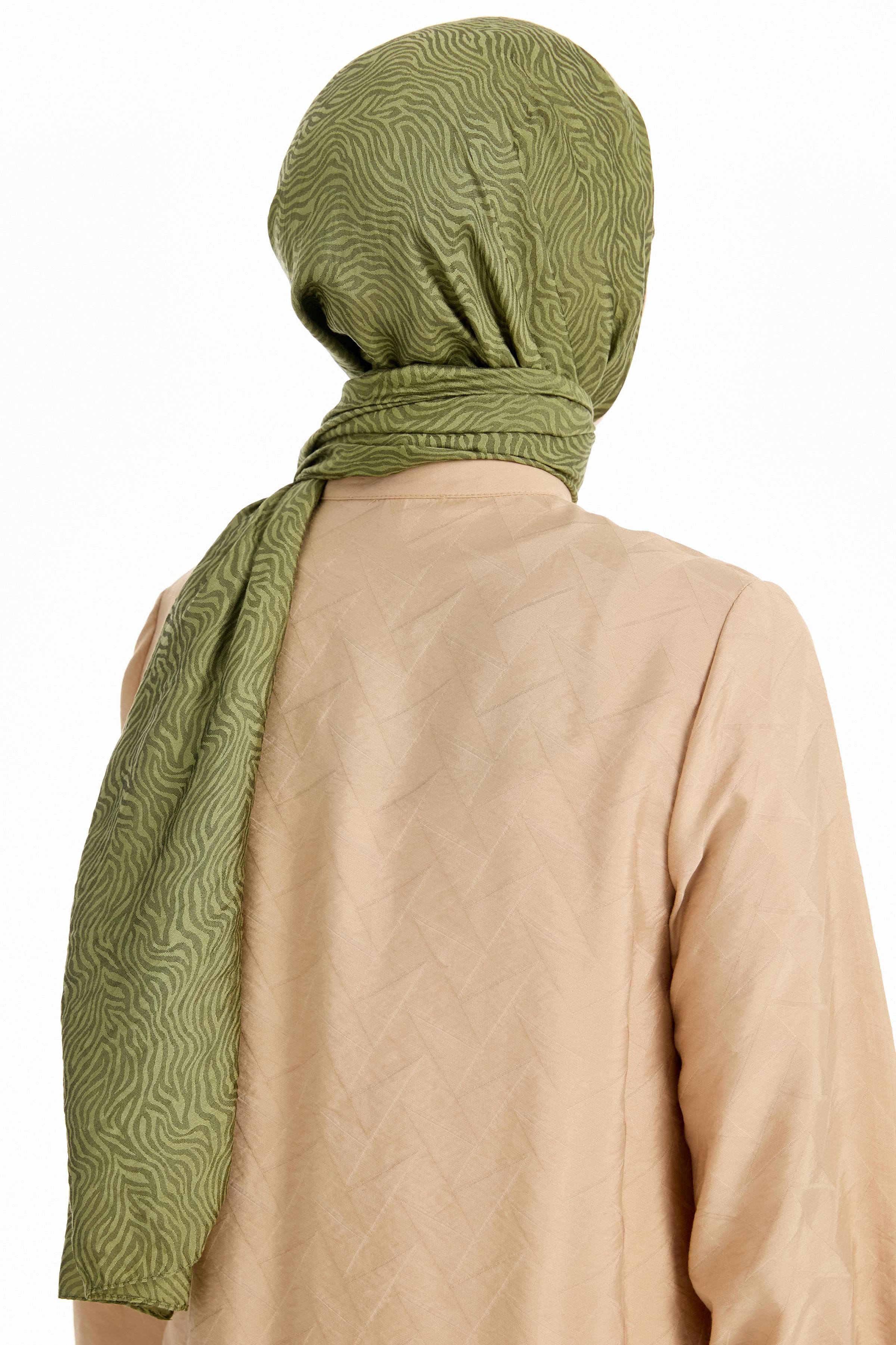 Châle en viscose jacquard - Vert - Image 4