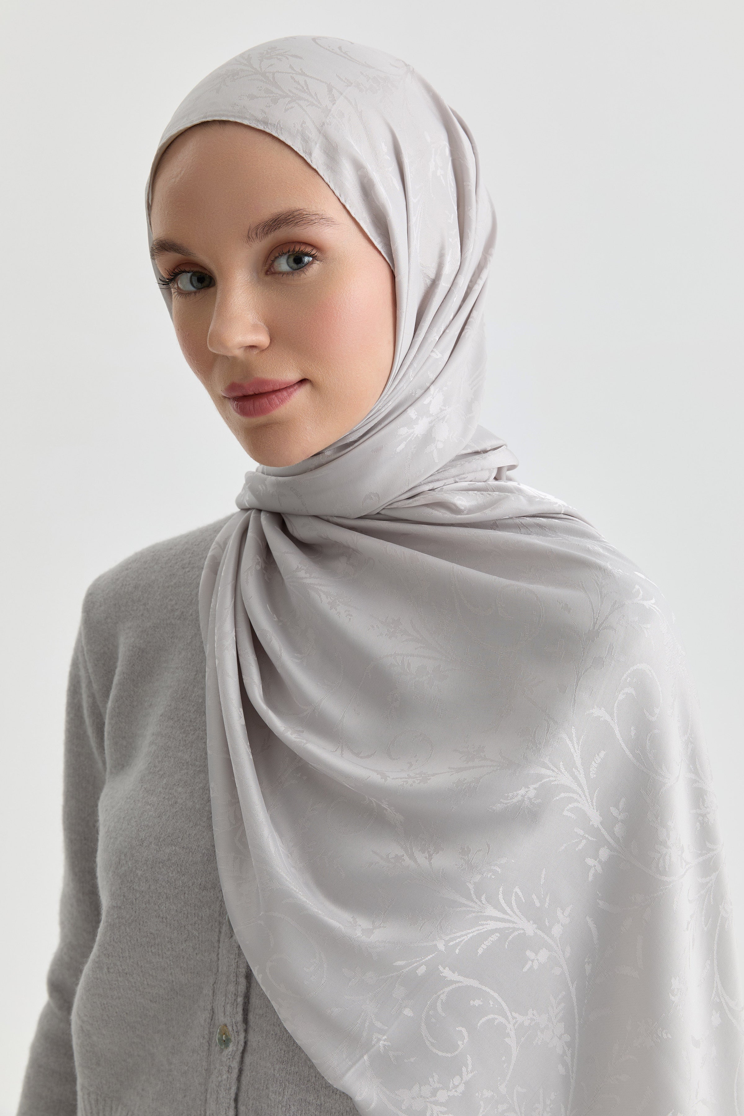 Châle jacquard Elif Natural - Argent - Image 3