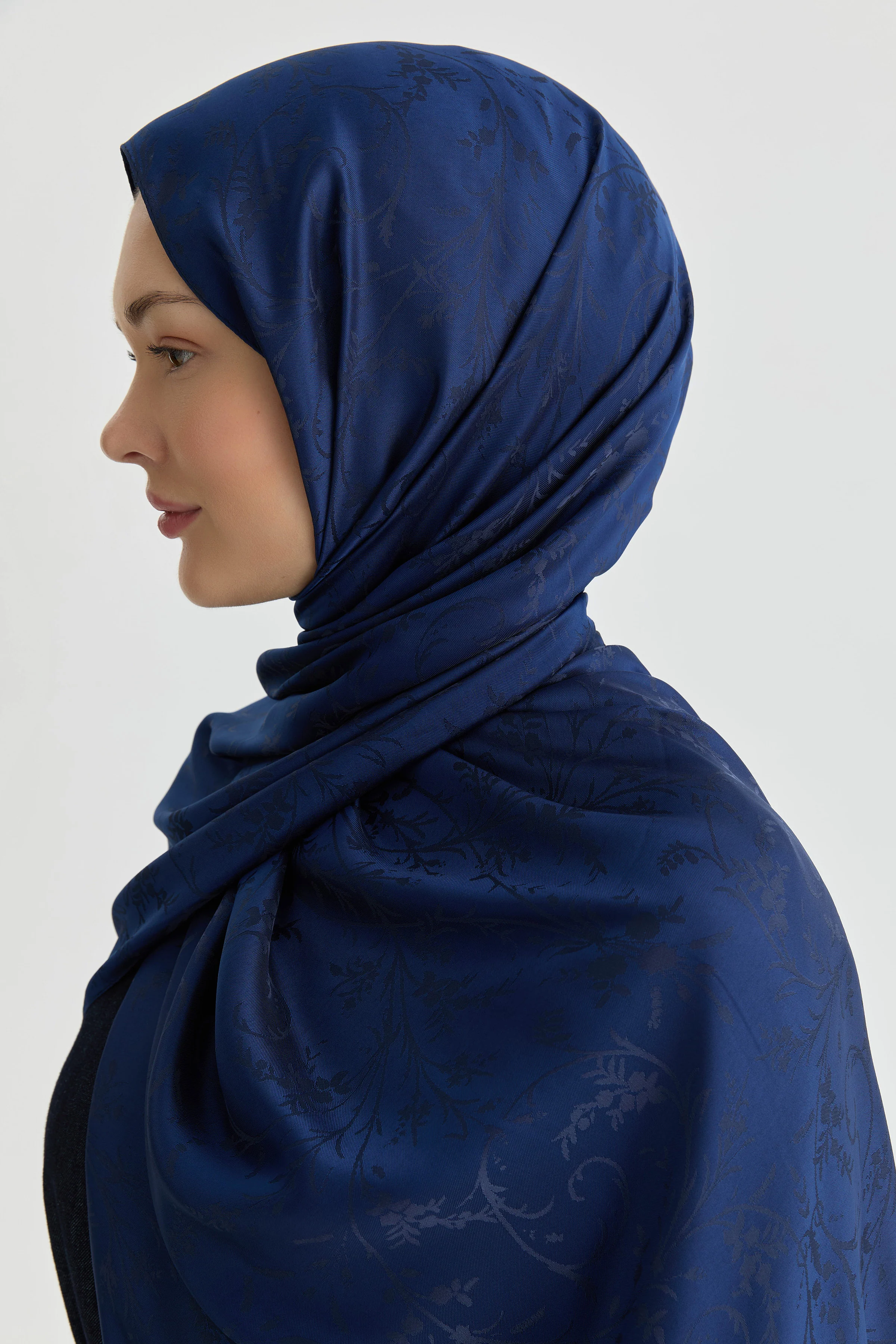 Châle jacquard Elif Natural - Blue marine - Image 3