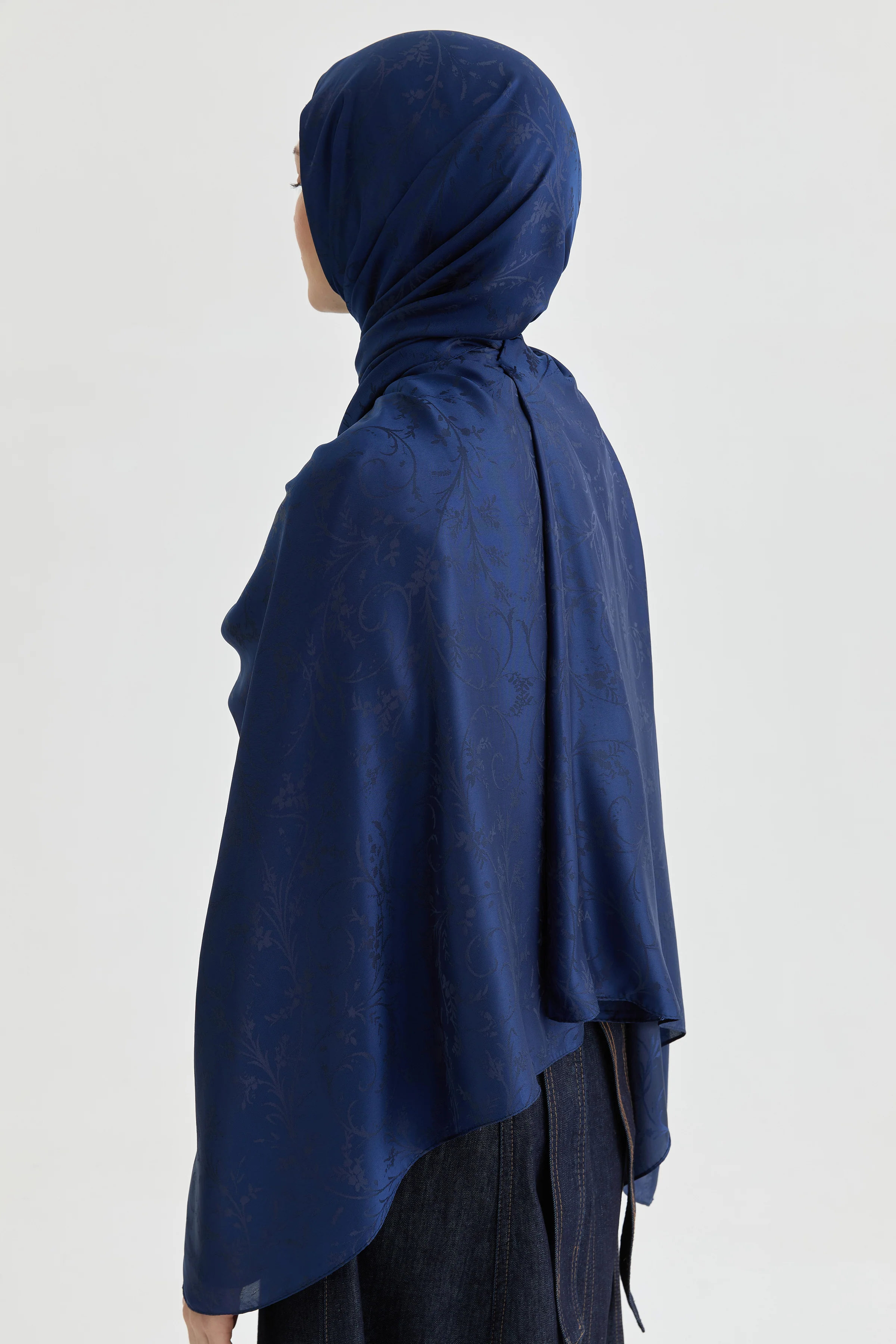 Châle jacquard Elif Natural - Blue marine - Image 4
