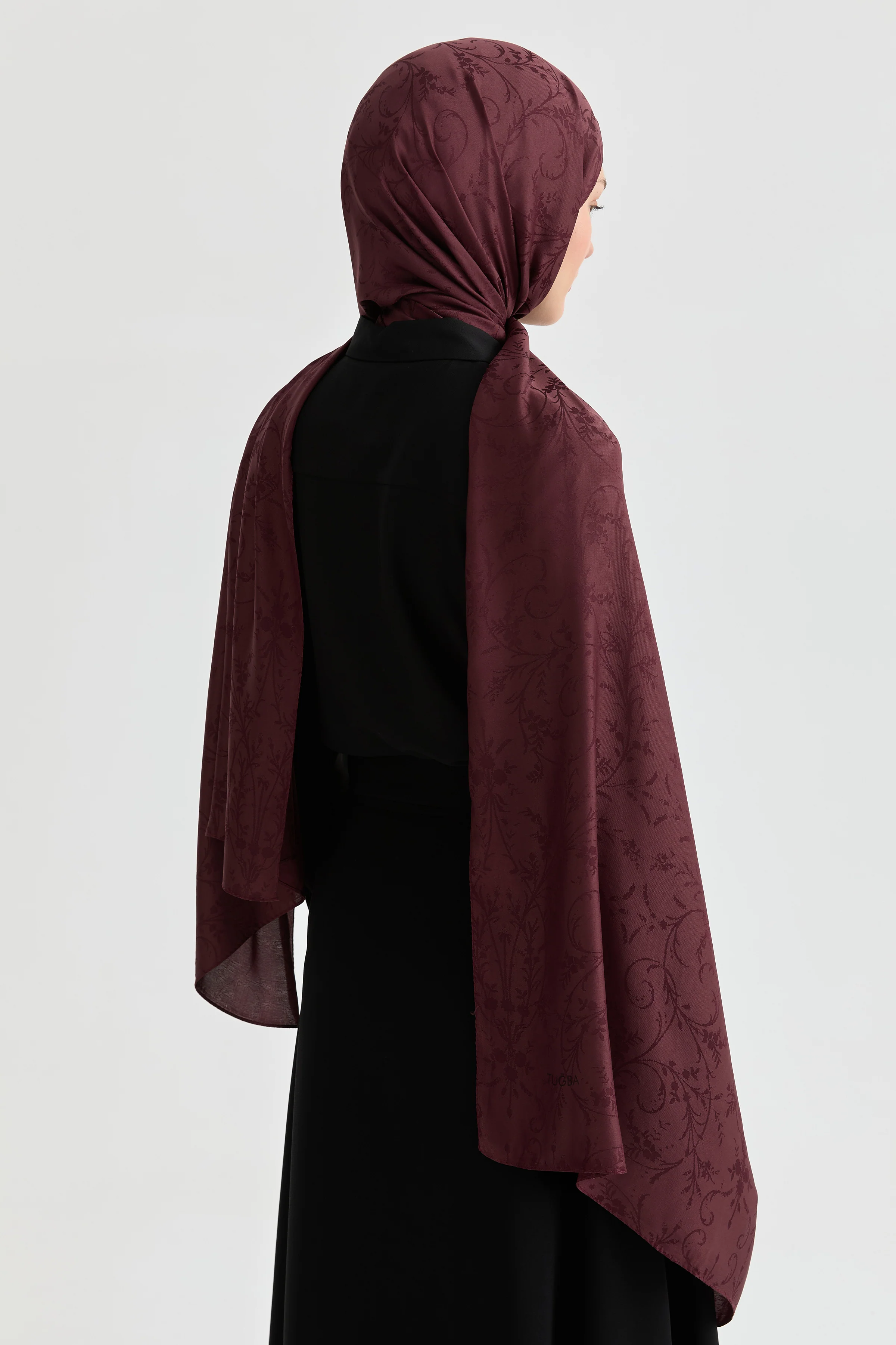 Châle jacquard Elif Natural - Bordeaux - Image 4