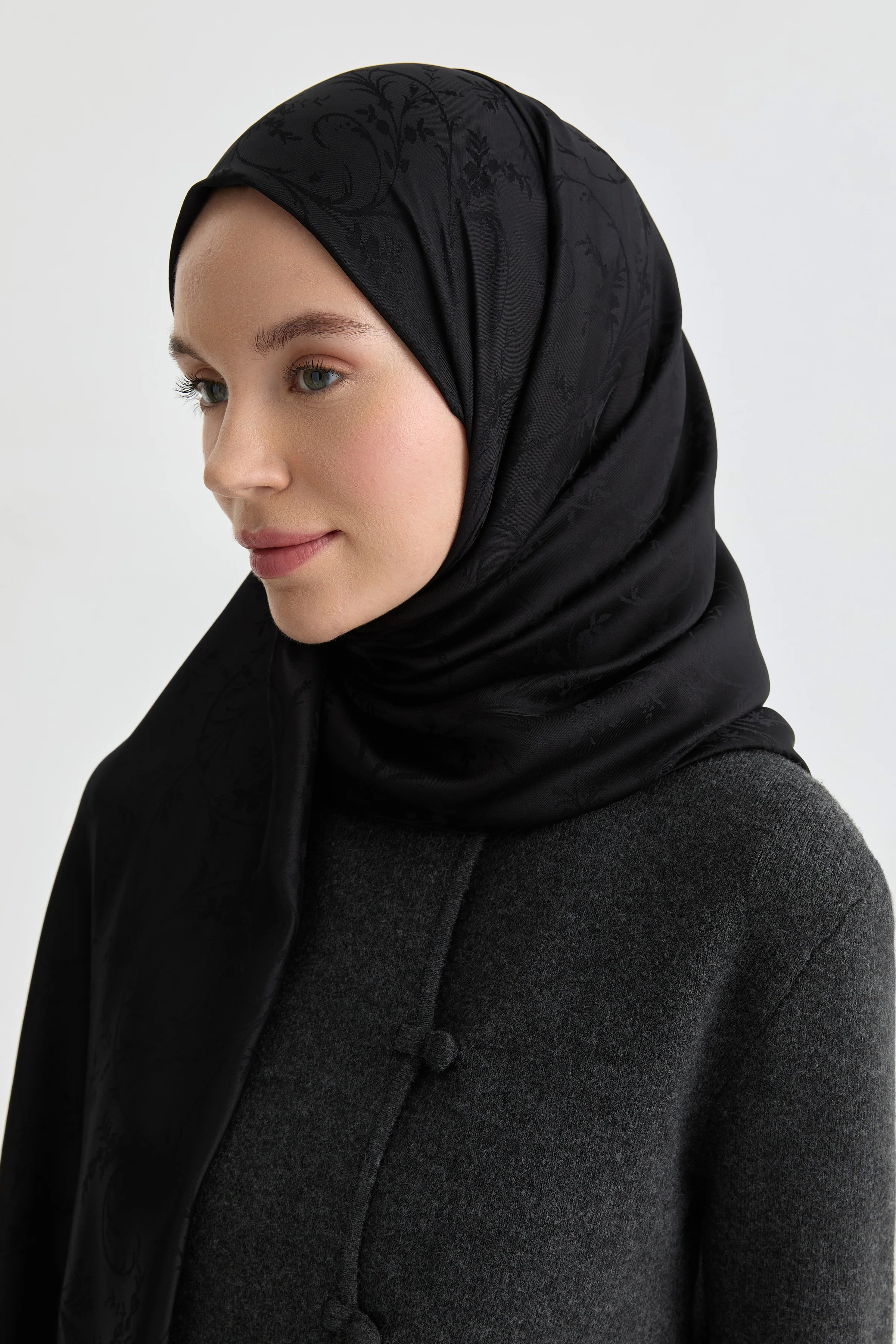 Châle jacquard Elif Natural - Noir - Image 3