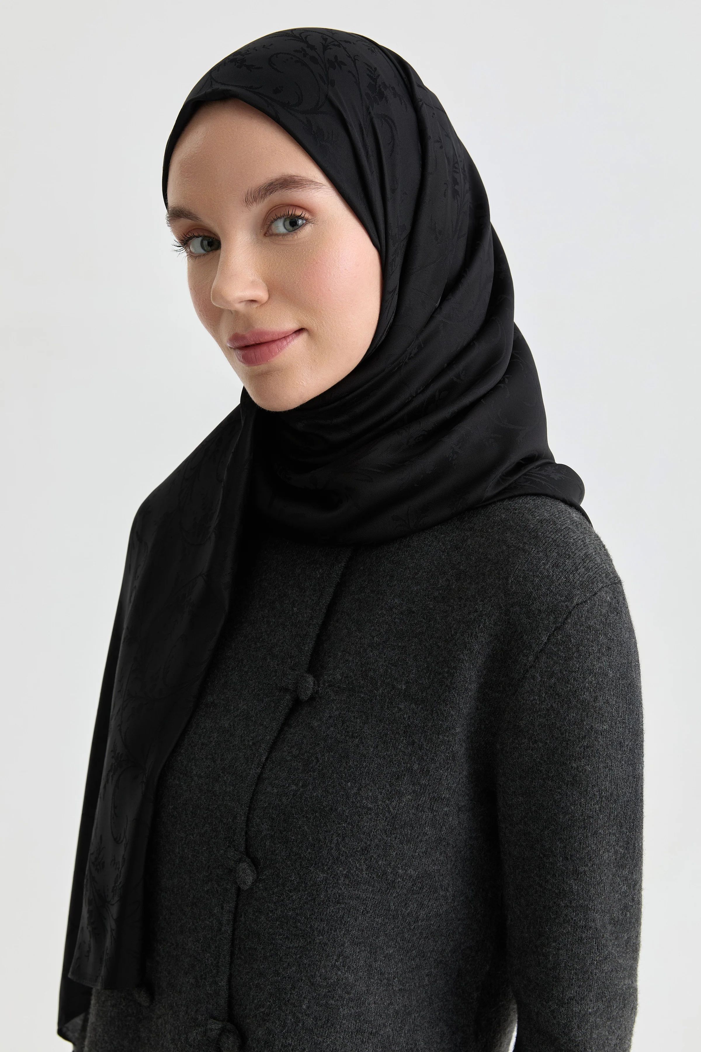 Châle jacquard Elif Natural - Noir - Image 4