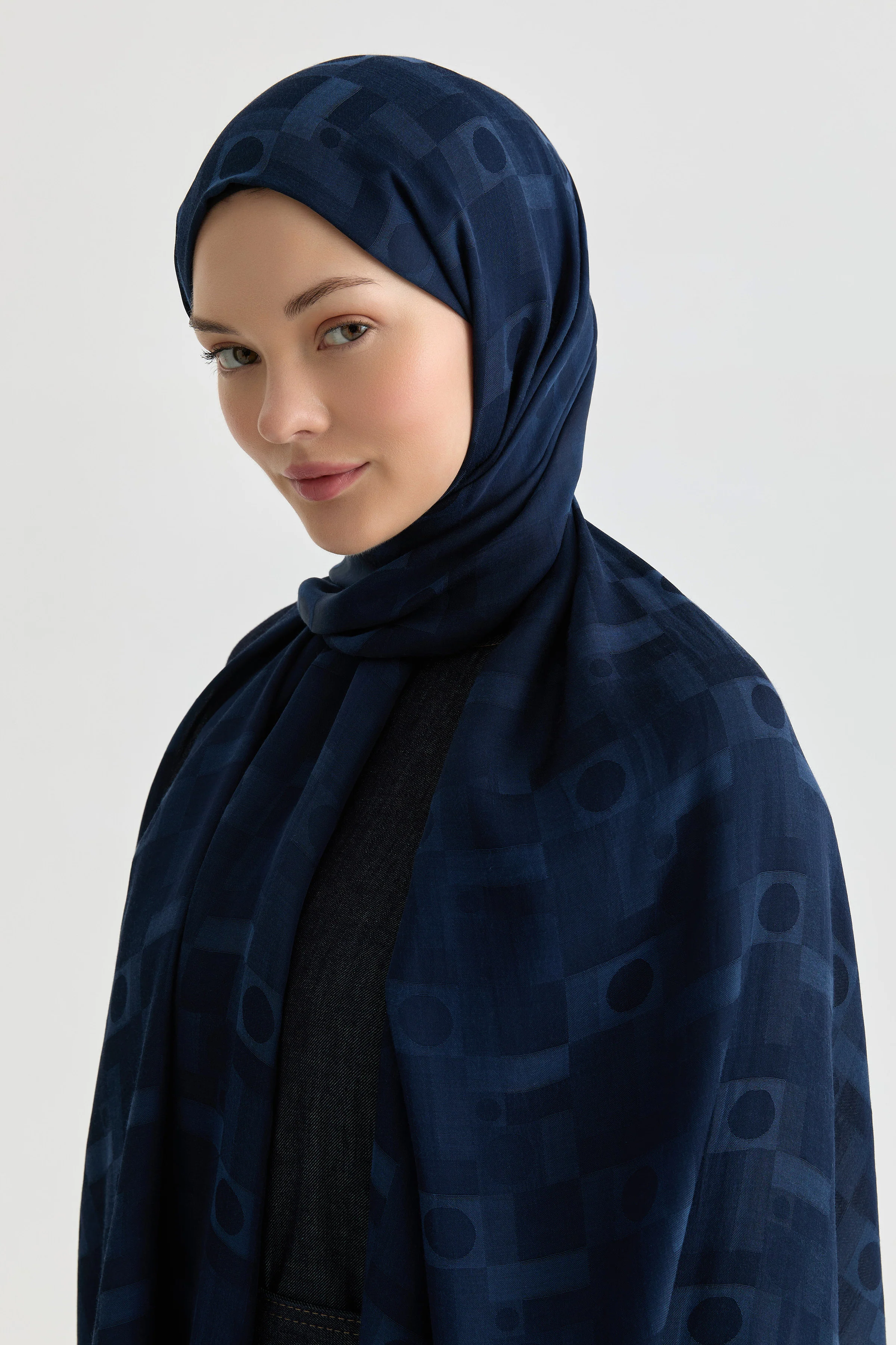 Châle jacquard Miray Natural - Blue marine - Image 3