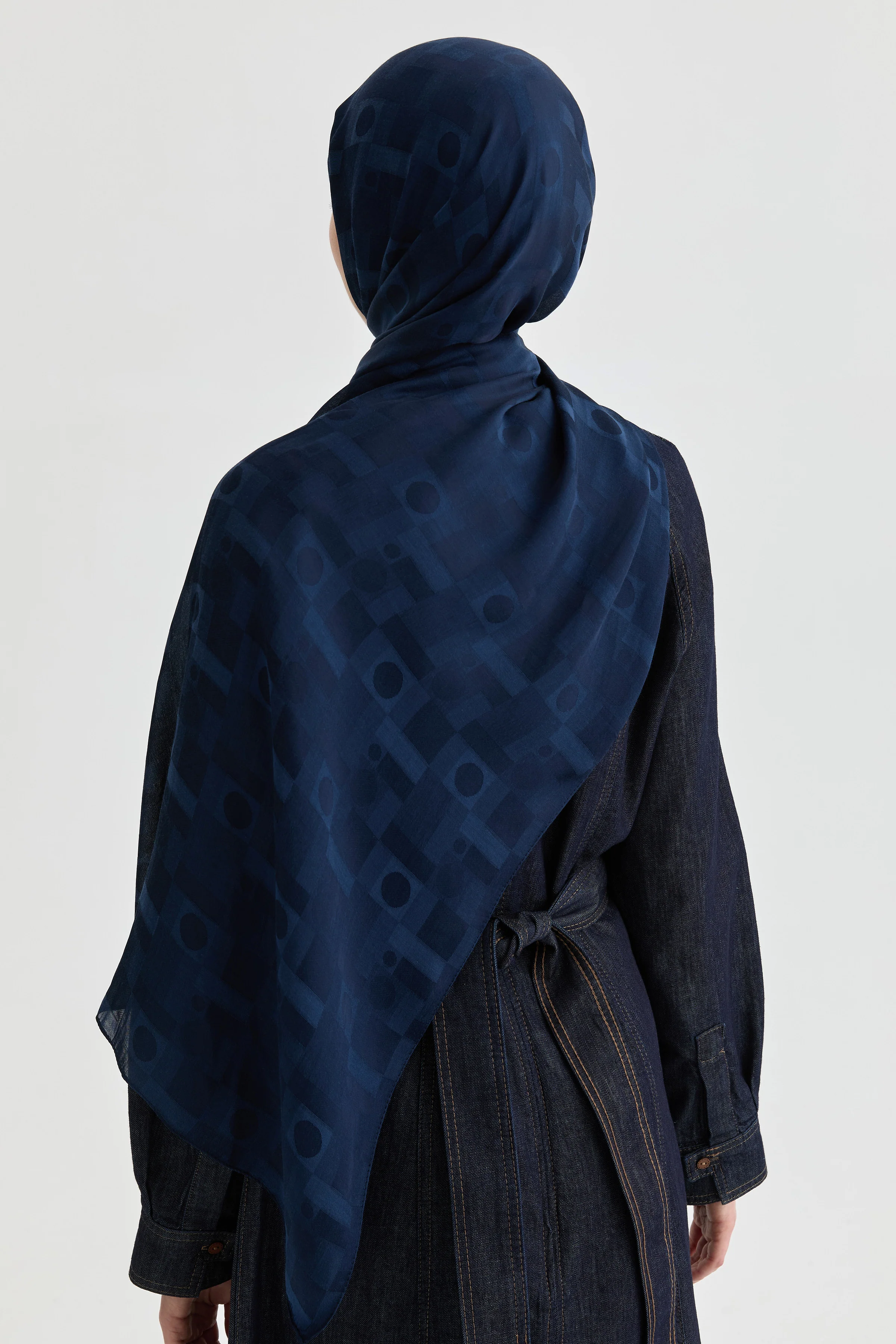 Châle jacquard Miray Natural - Blue marine - Image 4