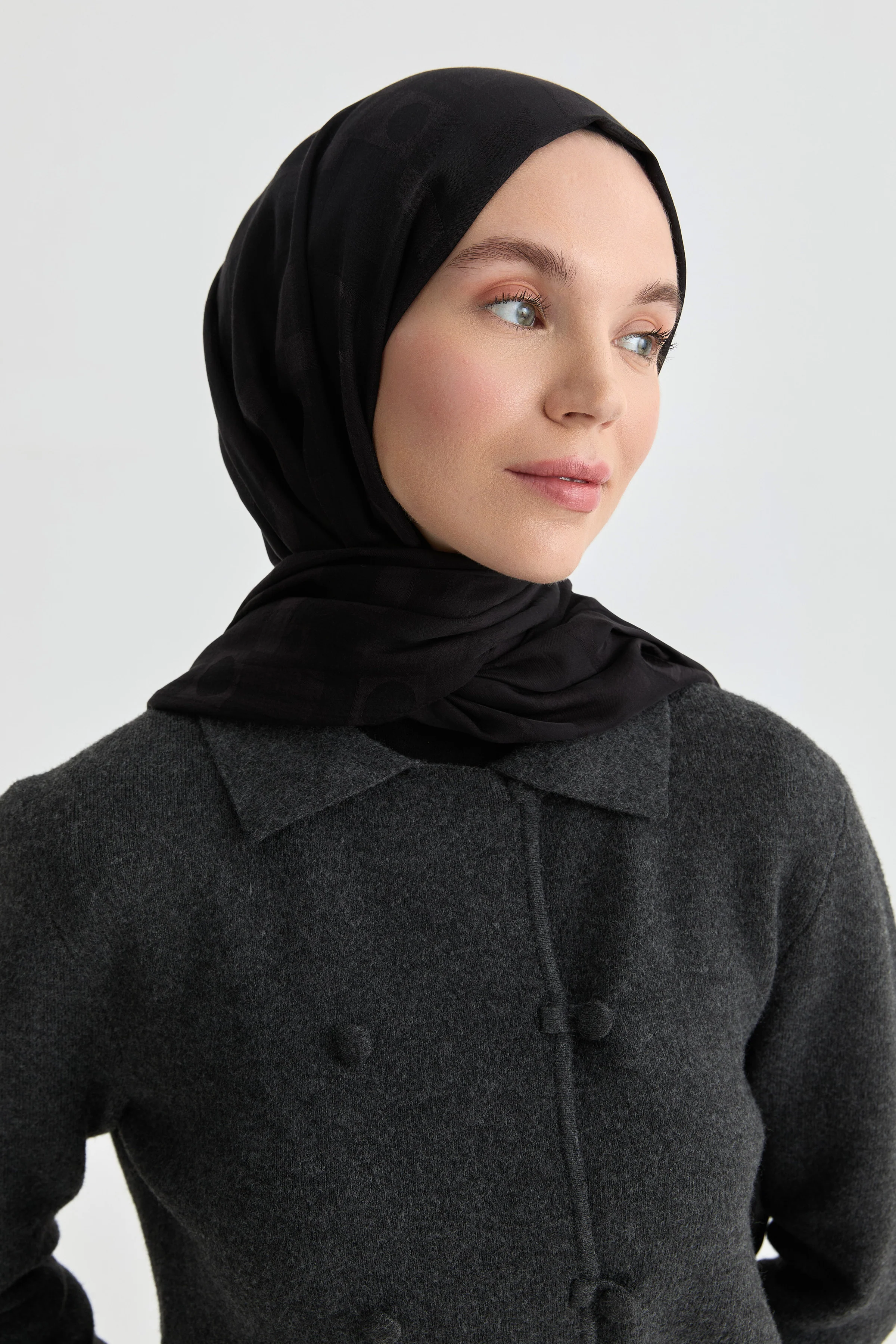 Châle jacquard Miray Natural - Noir - Image 4