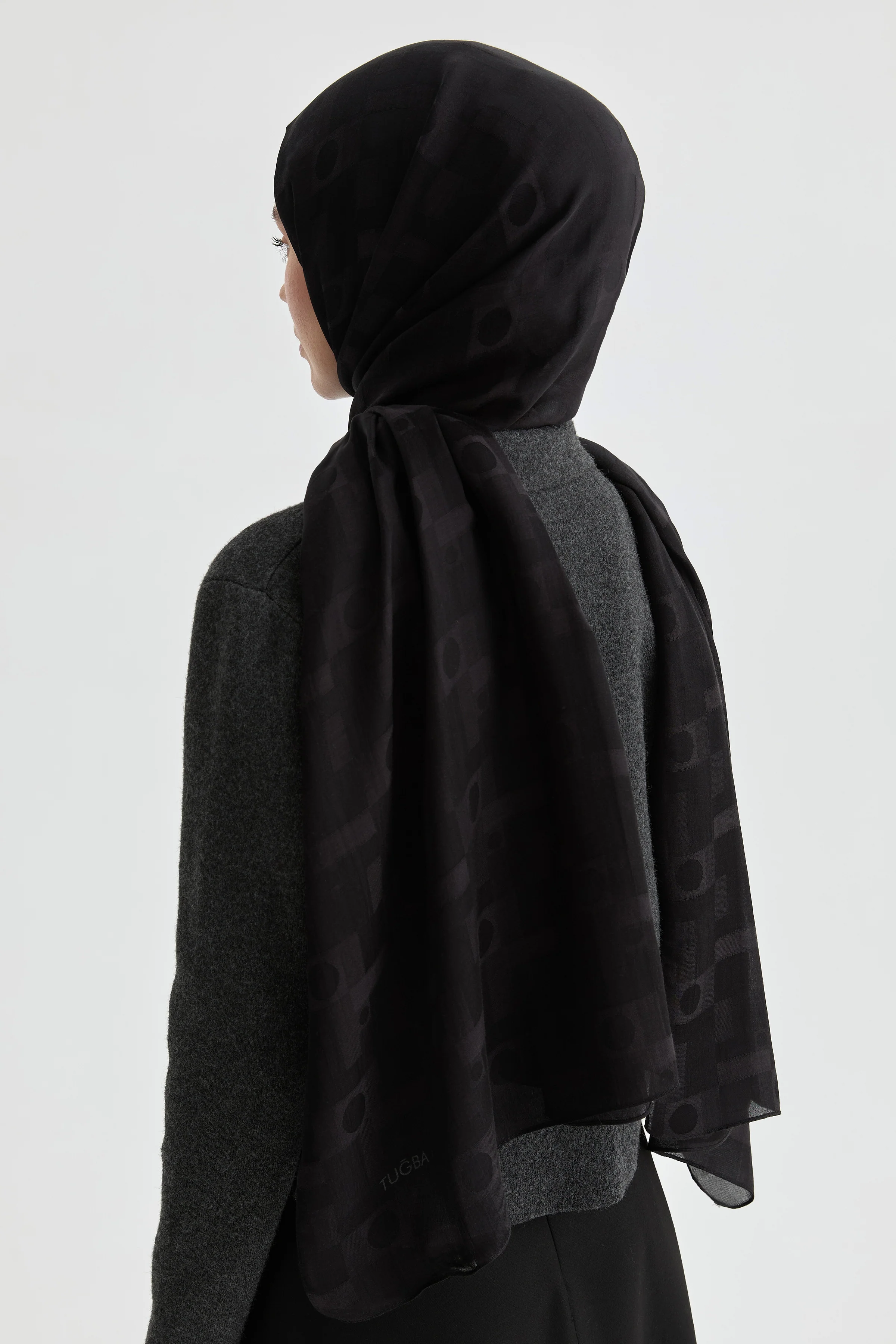 Châle jacquard Miray Natural - Noir - Image 5