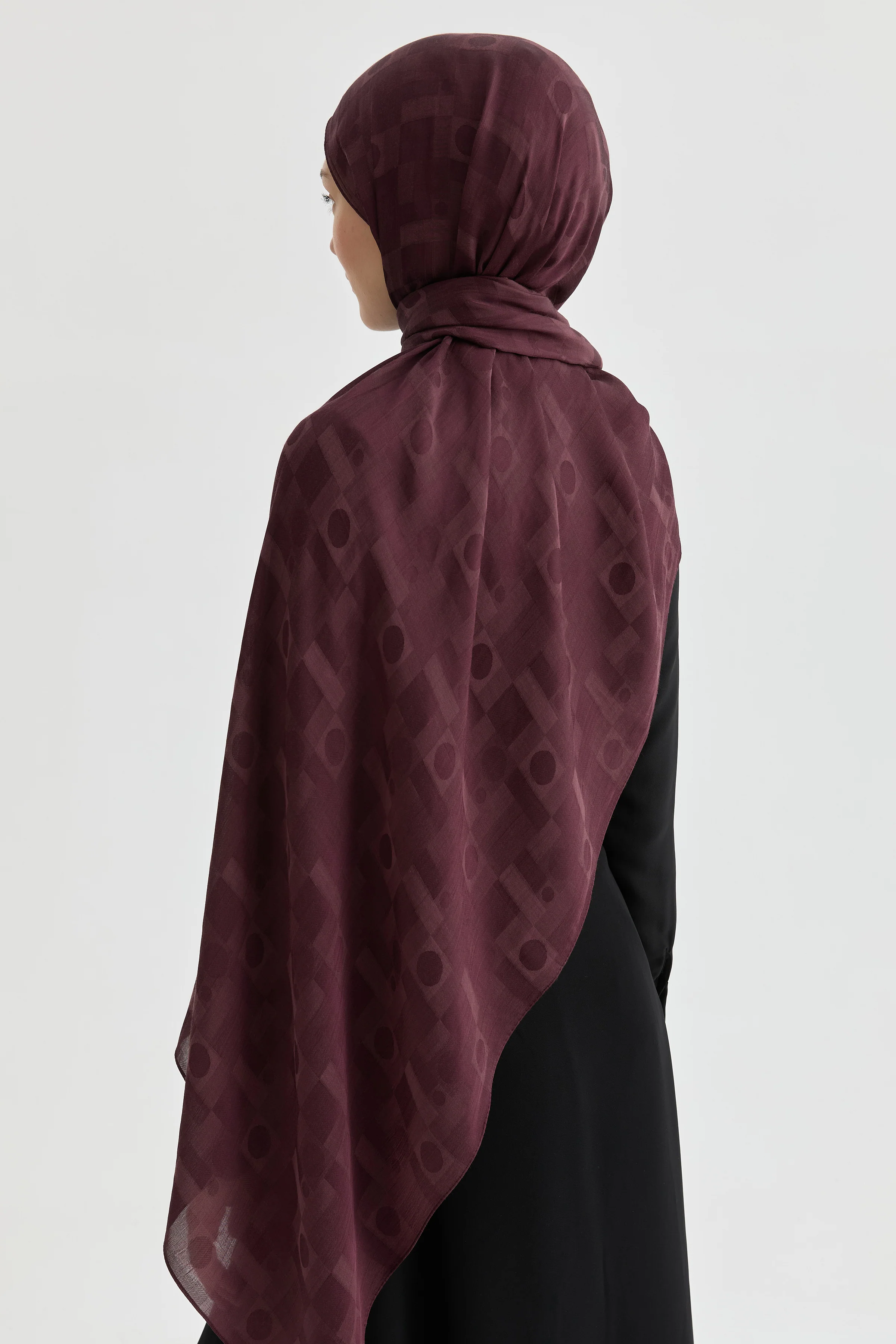 Châle jacquard Miray Natural - Prune - Image 5