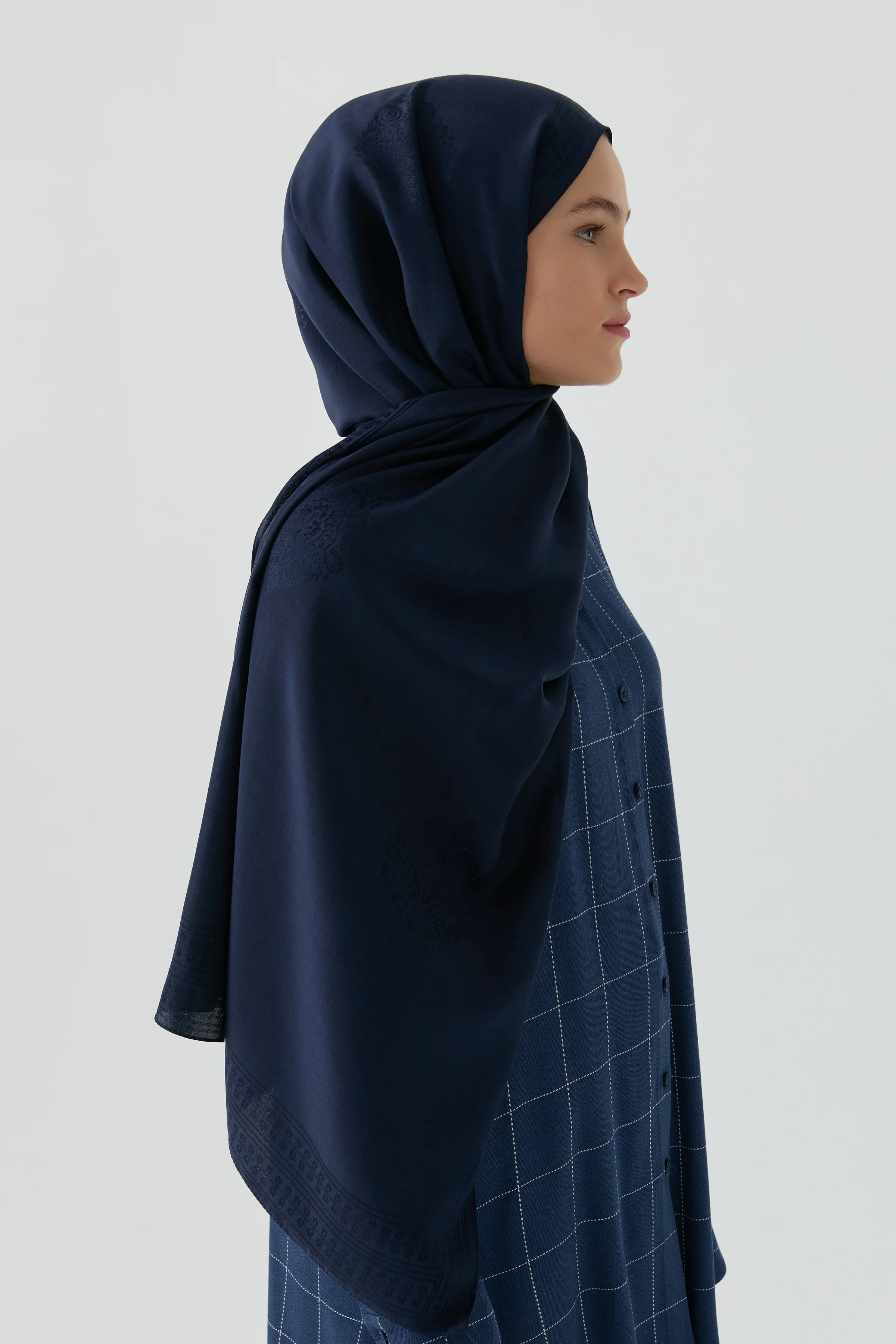 Châle Natural Füruzan en jacquard - Blue marine - Image 3