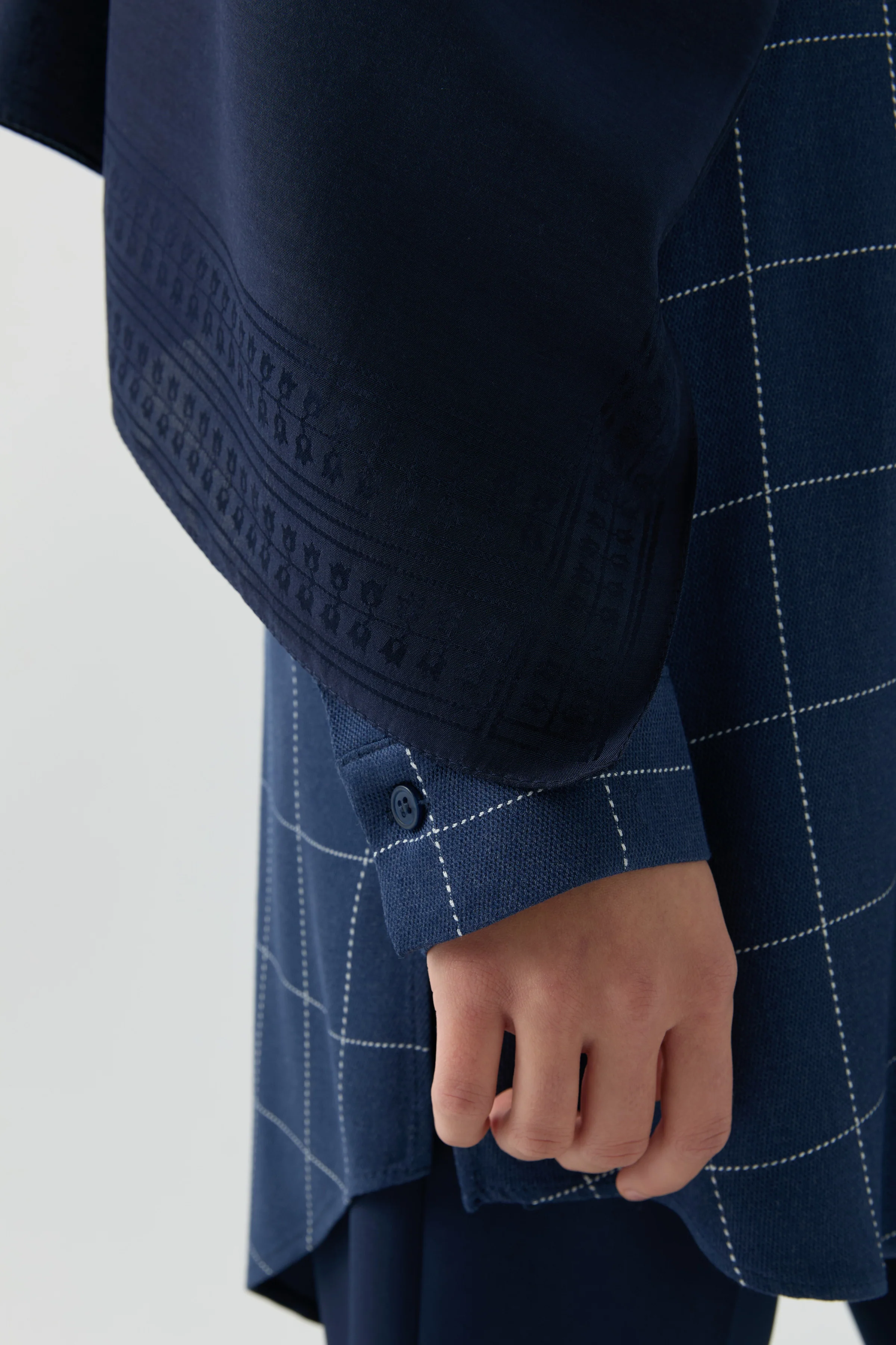 Châle Natural Füruzan en jacquard - Blue marine - Image 4