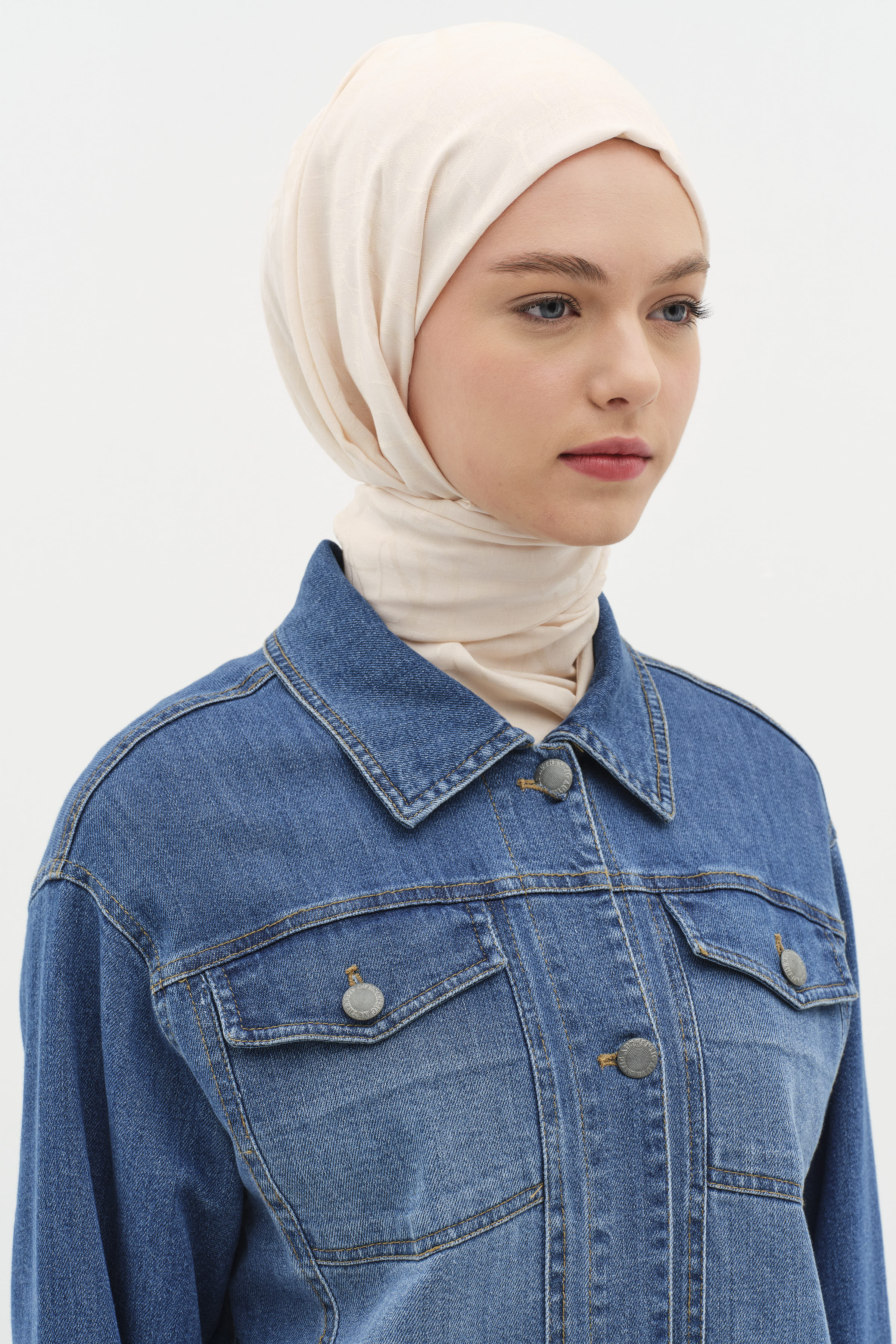 Châle naturel à motifs mixtes - Beige - Image 3