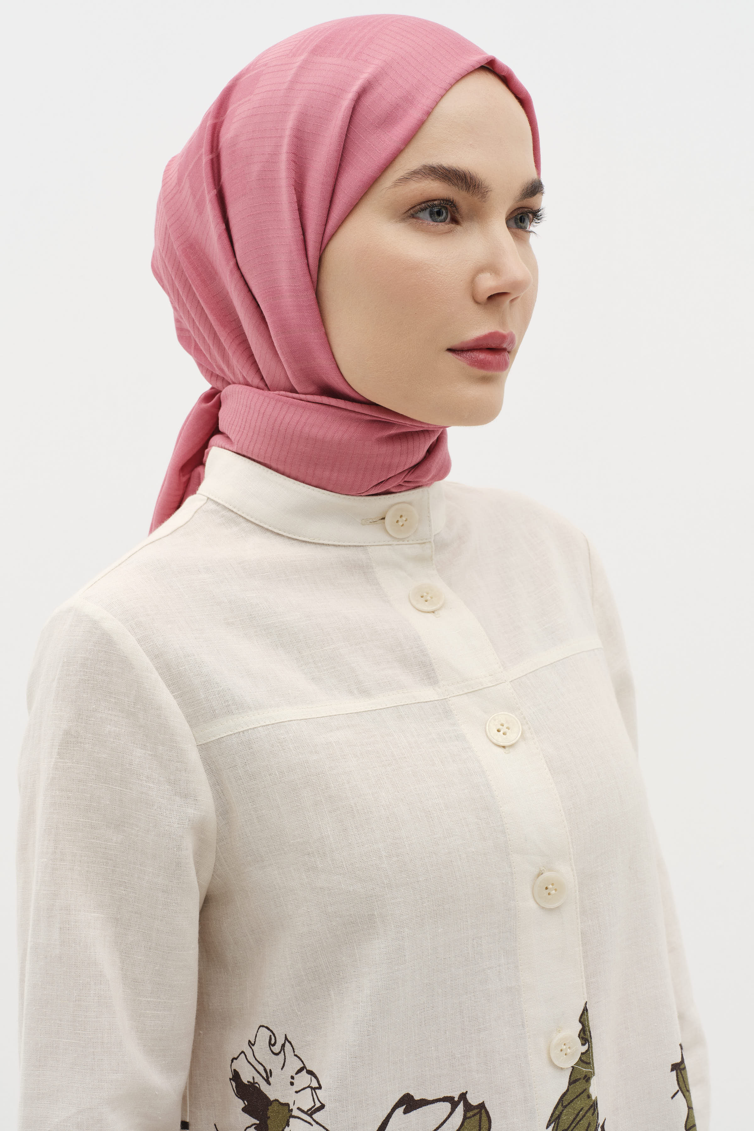 Châle naturel à motifs mixtes - Bois de rose - Image 3