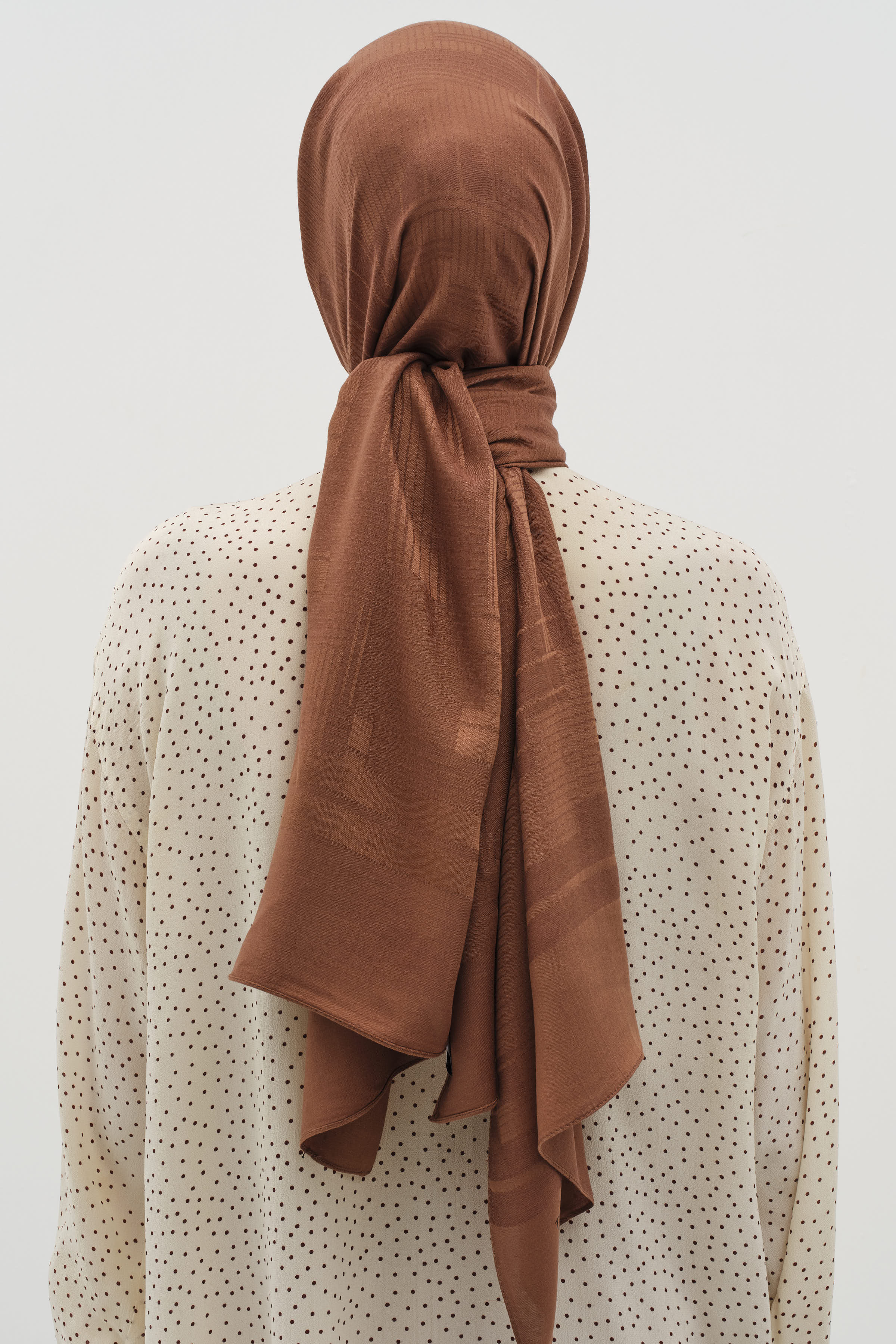 Châle naturel à motifs mixtes - Café - Image 4