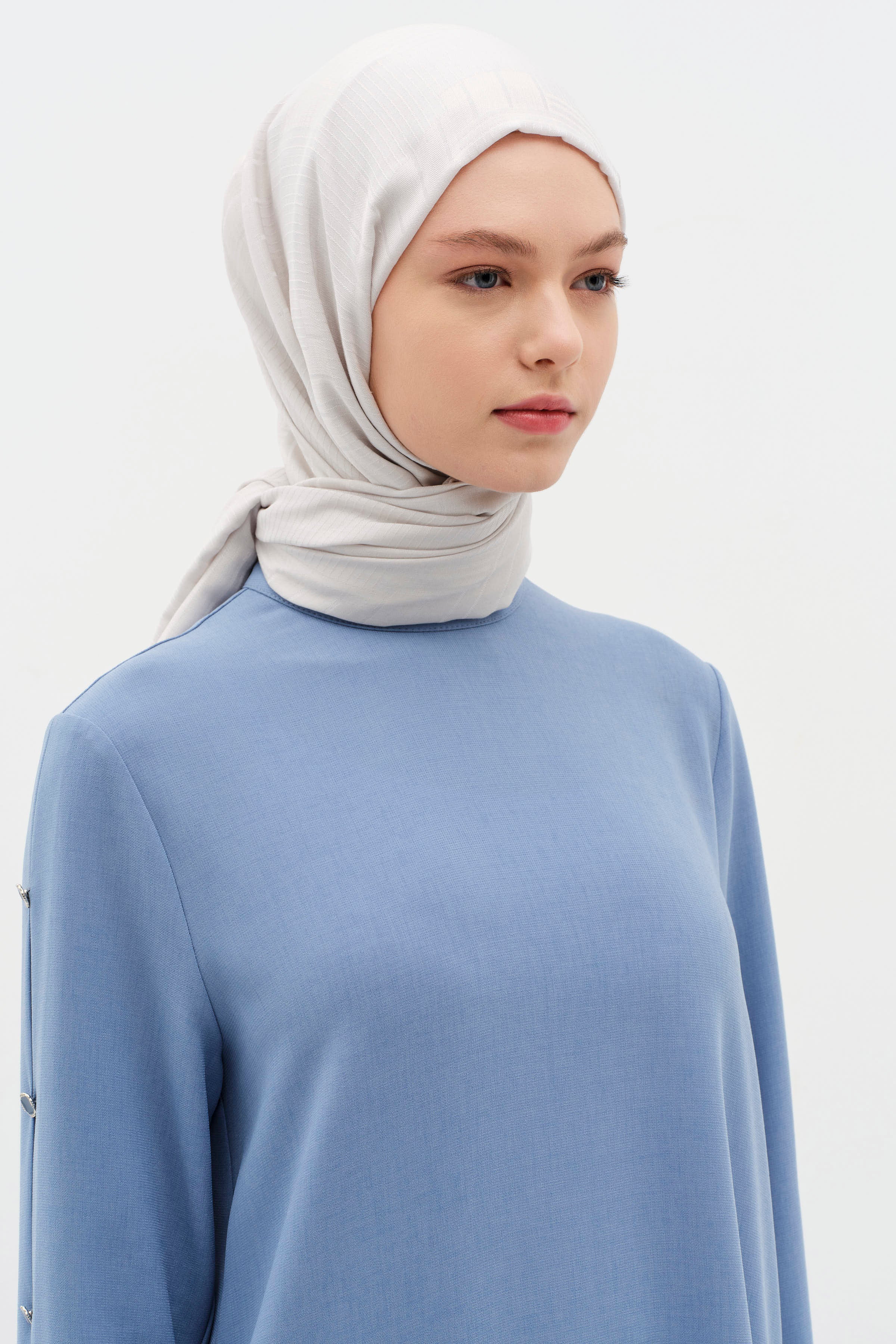 Châle naturel à motifs mixtes - Gris - Image 3