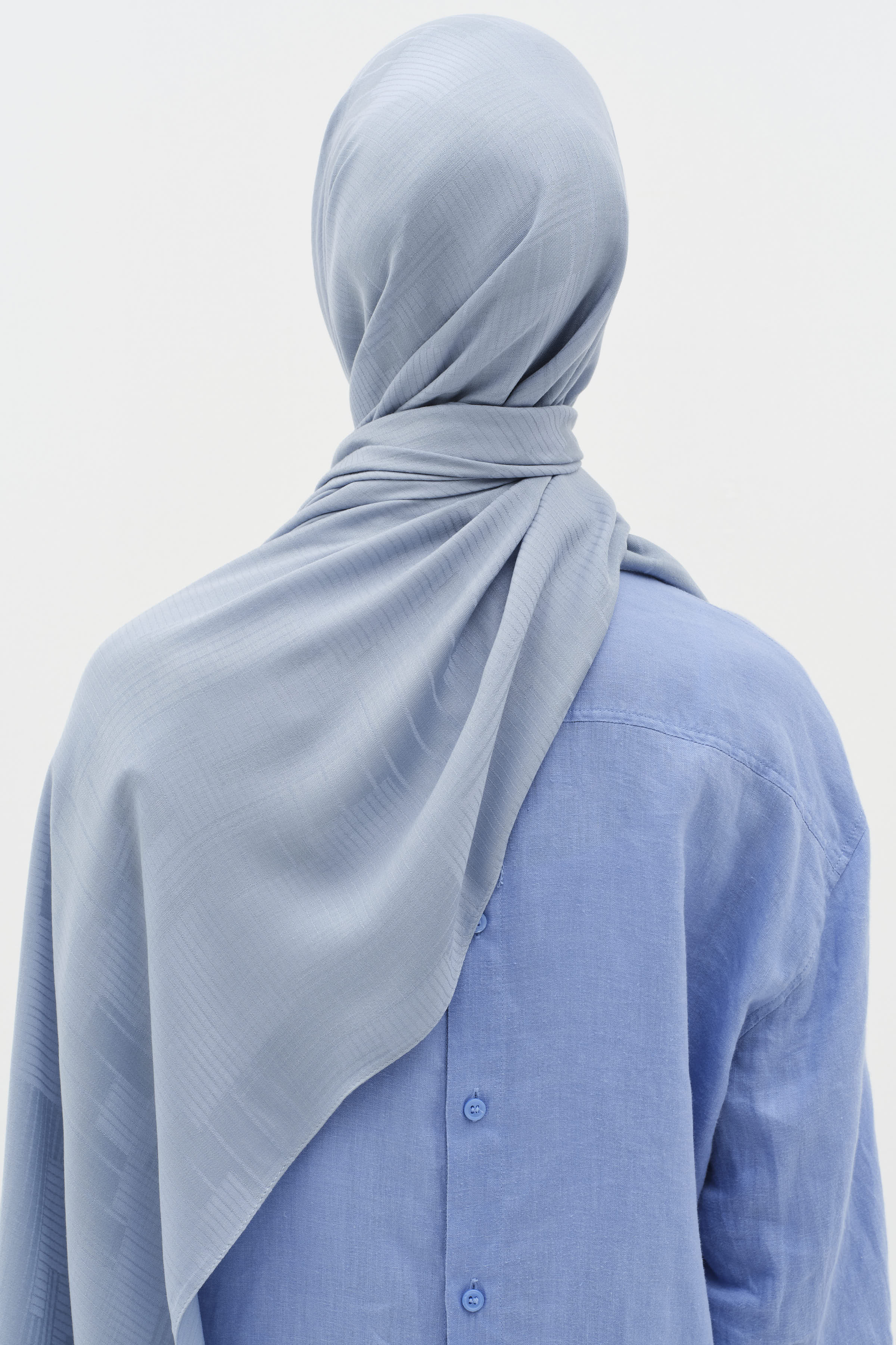 Châle naturel à motifs mixtes - Indigo - Image 4