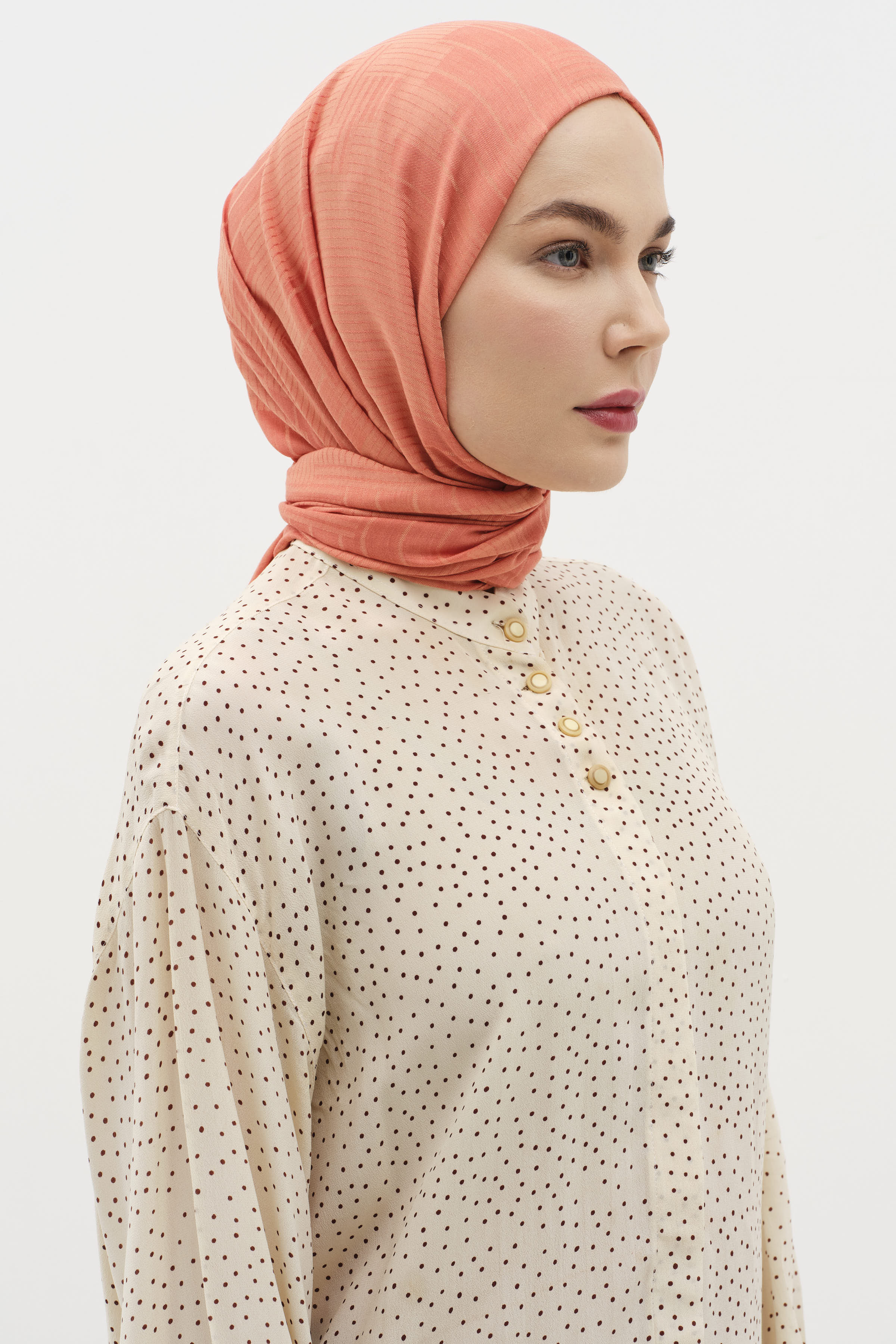 Châle naturel à motifs mixtes - Orange - Image 3